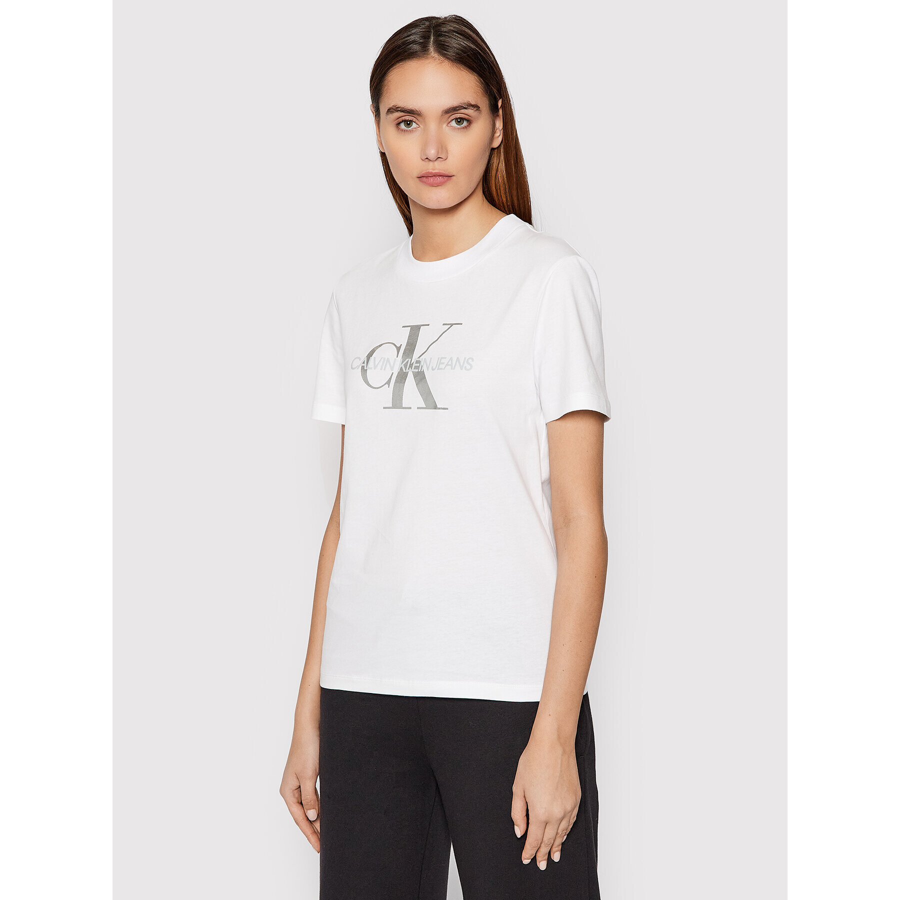 Calvin Klein Jeans Тишърт J20J216808 Бял Regular Fit - Pepit.bg