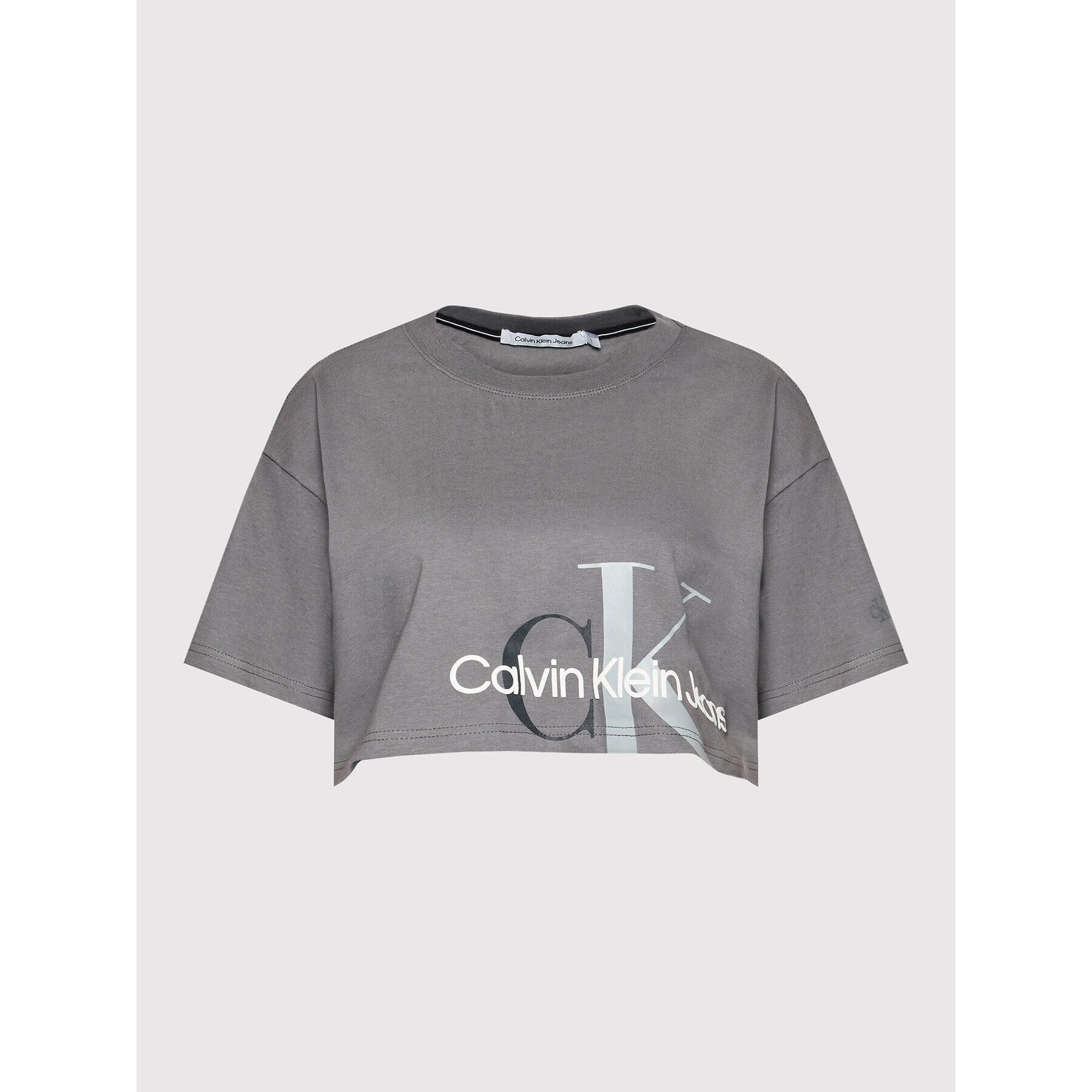 Calvin Klein Jeans Тишърт J20J217907 Сив Oversize - Pepit.bg