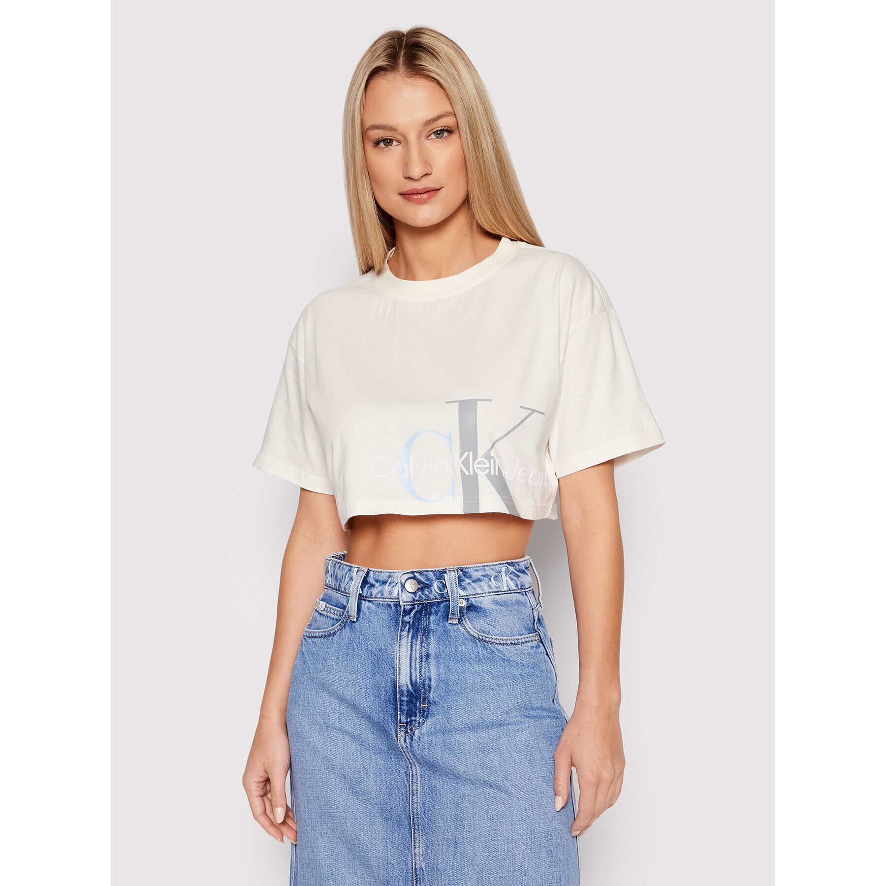 Calvin Klein Jeans Тишърт J20J217907 Жълт Oversize - Pepit.bg