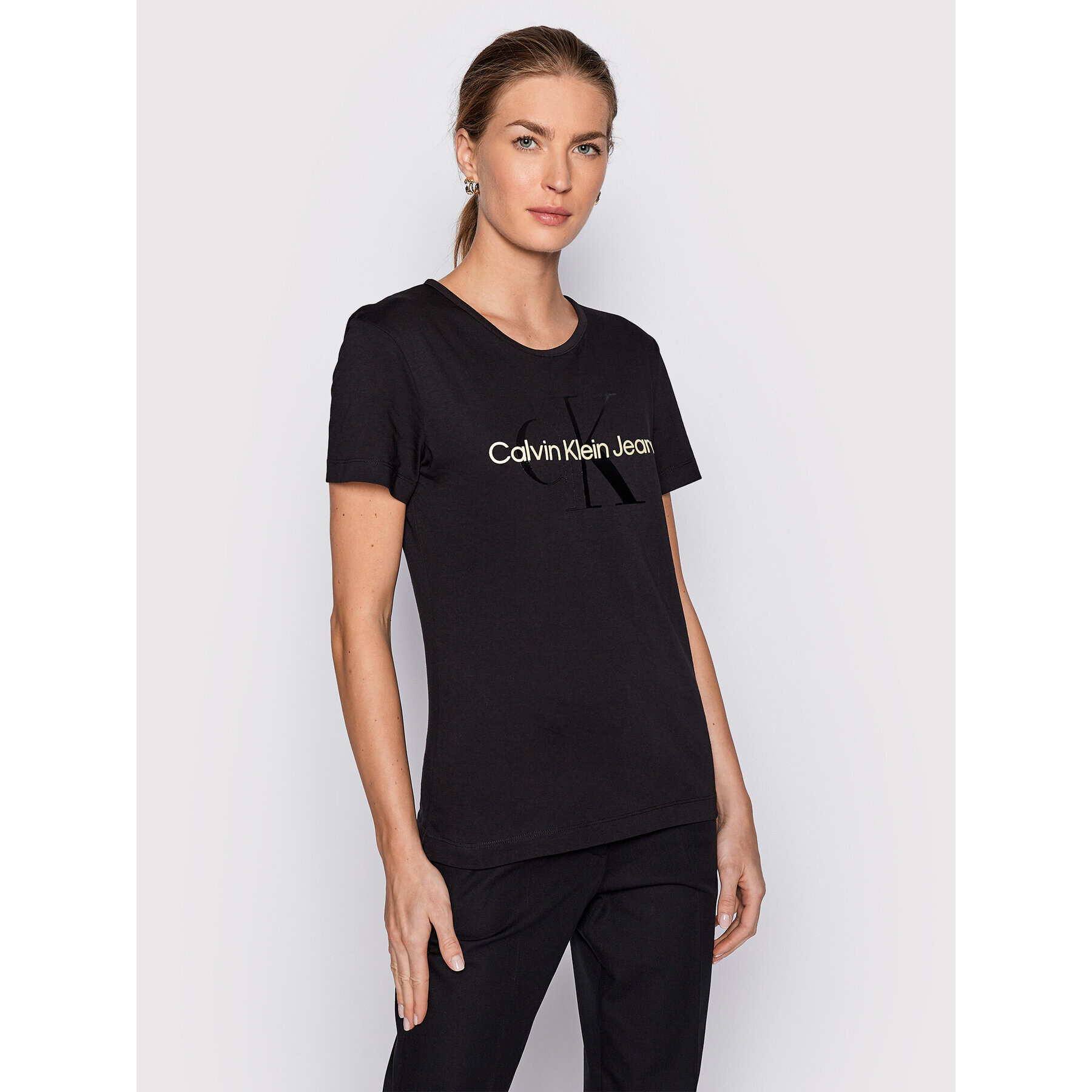 Calvin Klein Jeans Тишърт J20J218996 Черен Regular Fit - Pepit.bg