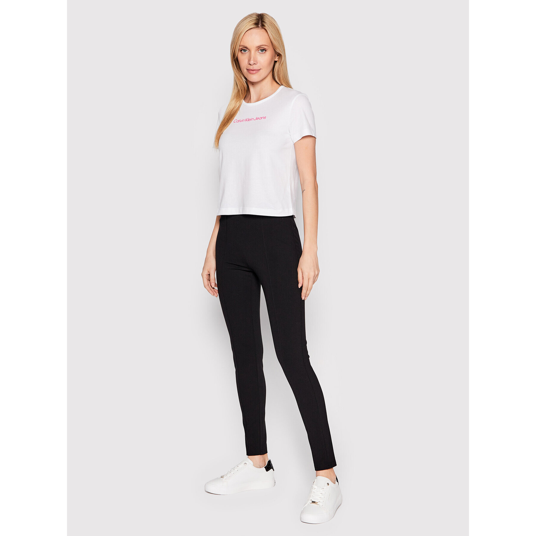 Calvin Klein Jeans Тишърт J20J219003 Бял Regular Fit - Pepit.bg