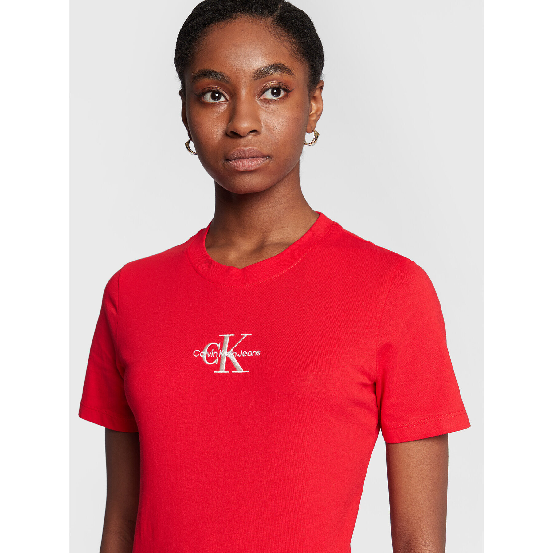 Calvin Klein Jeans Тишърт J20J219135 Червен Slim Fit - Pepit.bg