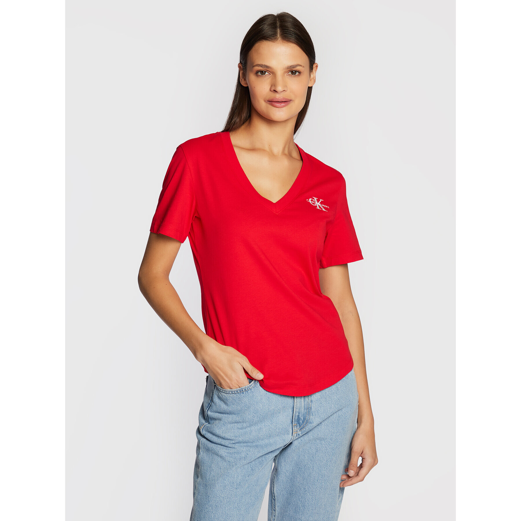 Calvin Klein Jeans Тишърт J20J219138 Червен Regular Fit - Pepit.bg