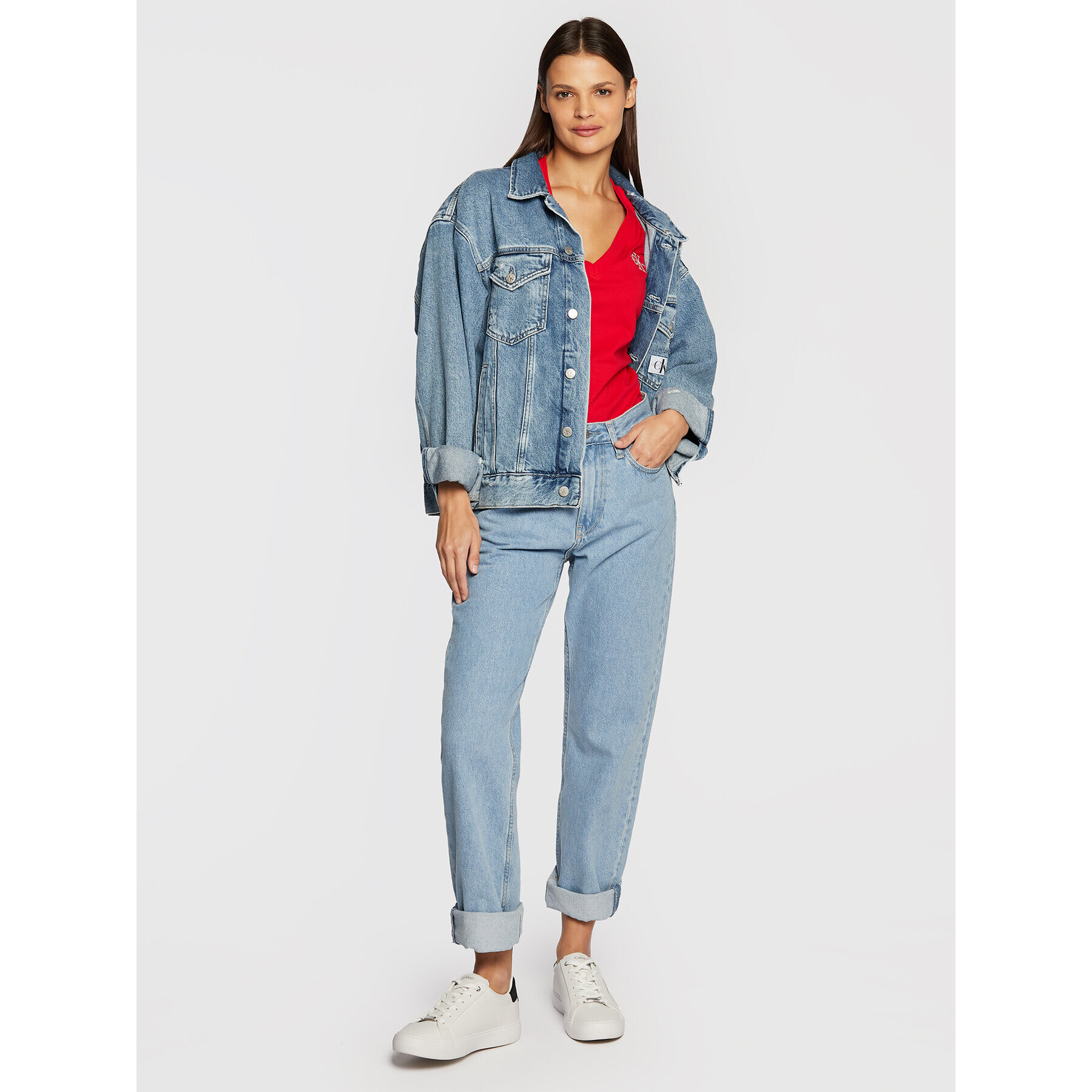 Calvin Klein Jeans Тишърт J20J219138 Червен Regular Fit - Pepit.bg