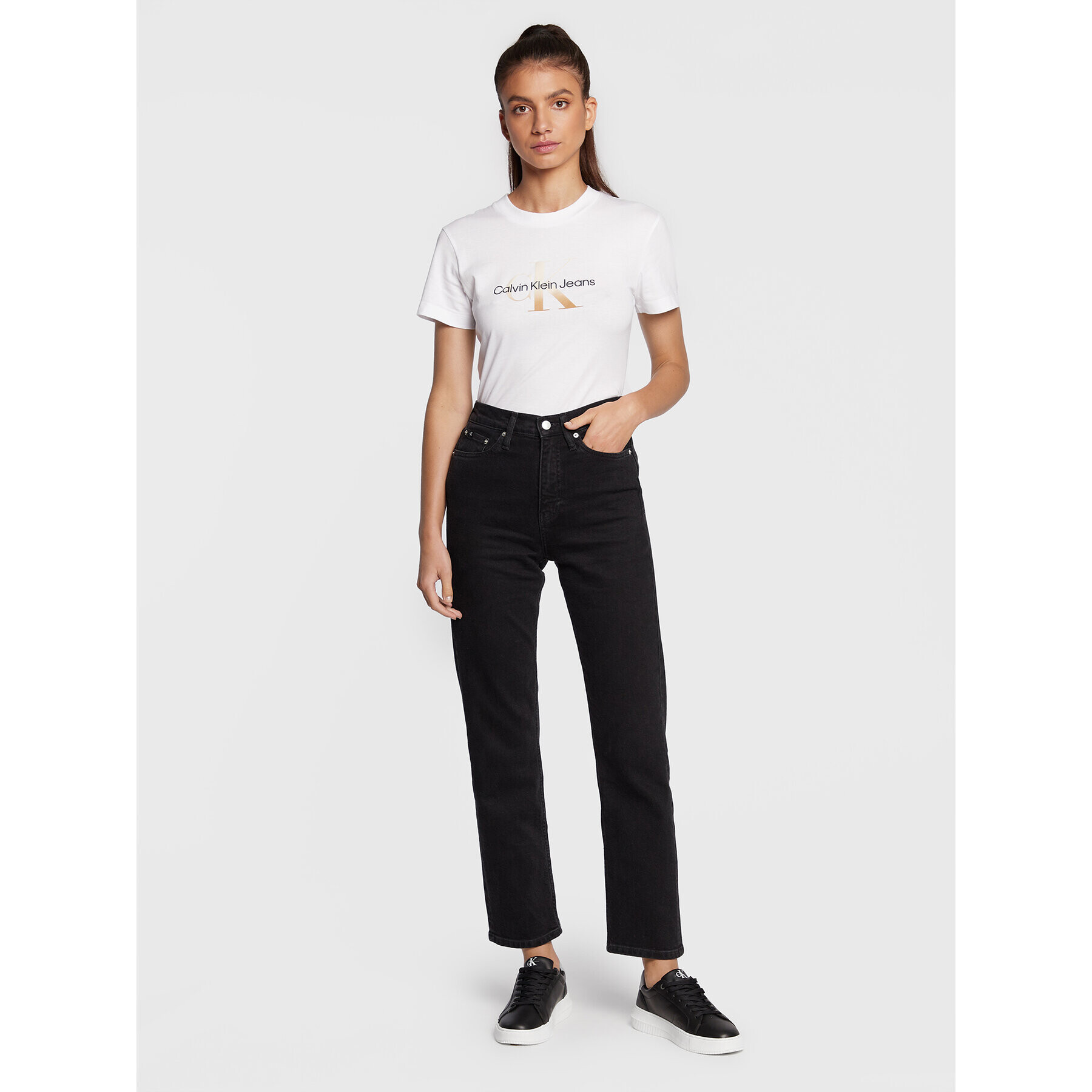 Calvin Klein Jeans Тишърт J20J219797 Бял Regular Fit - Pepit.bg