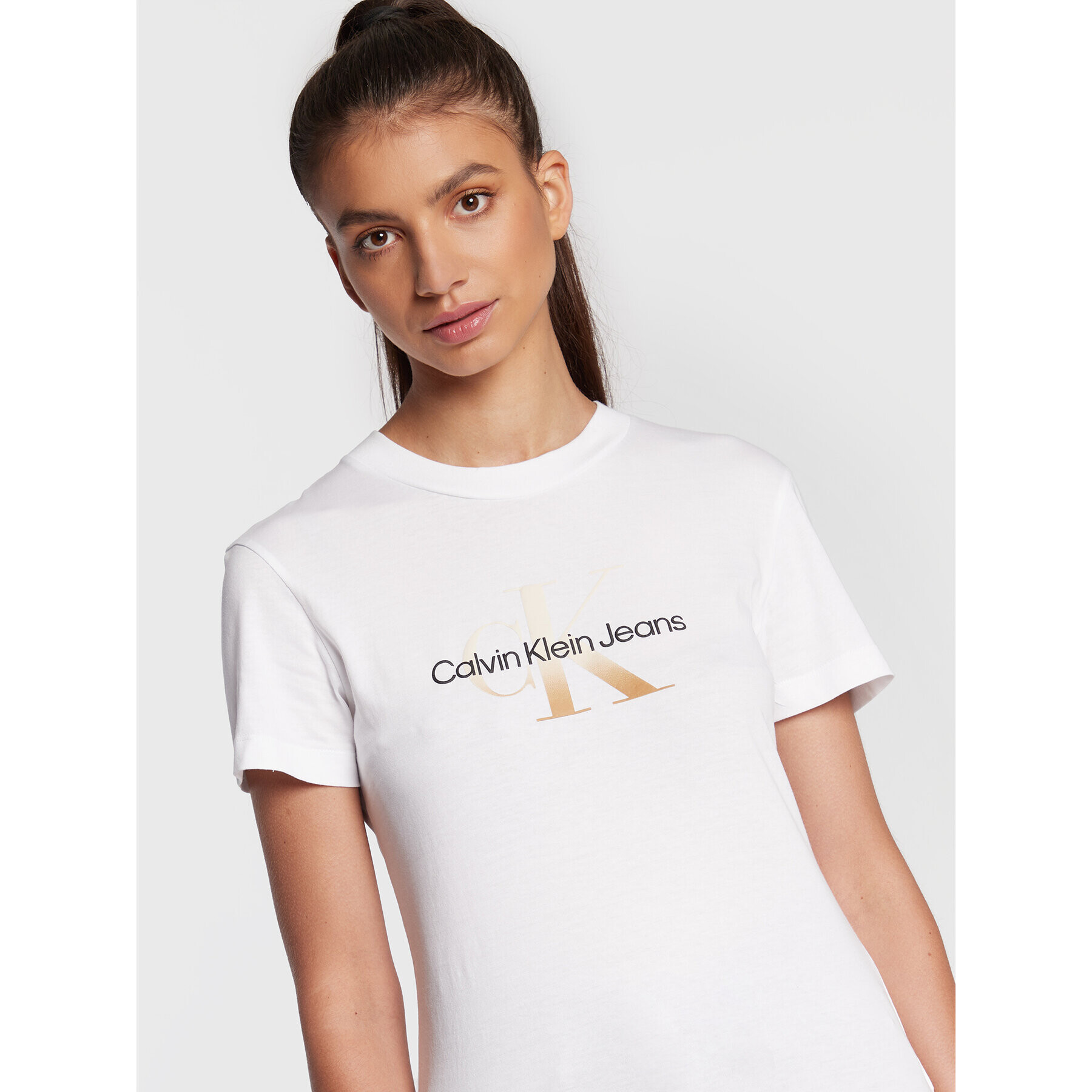 Calvin Klein Jeans Тишърт J20J219797 Бял Regular Fit - Pepit.bg