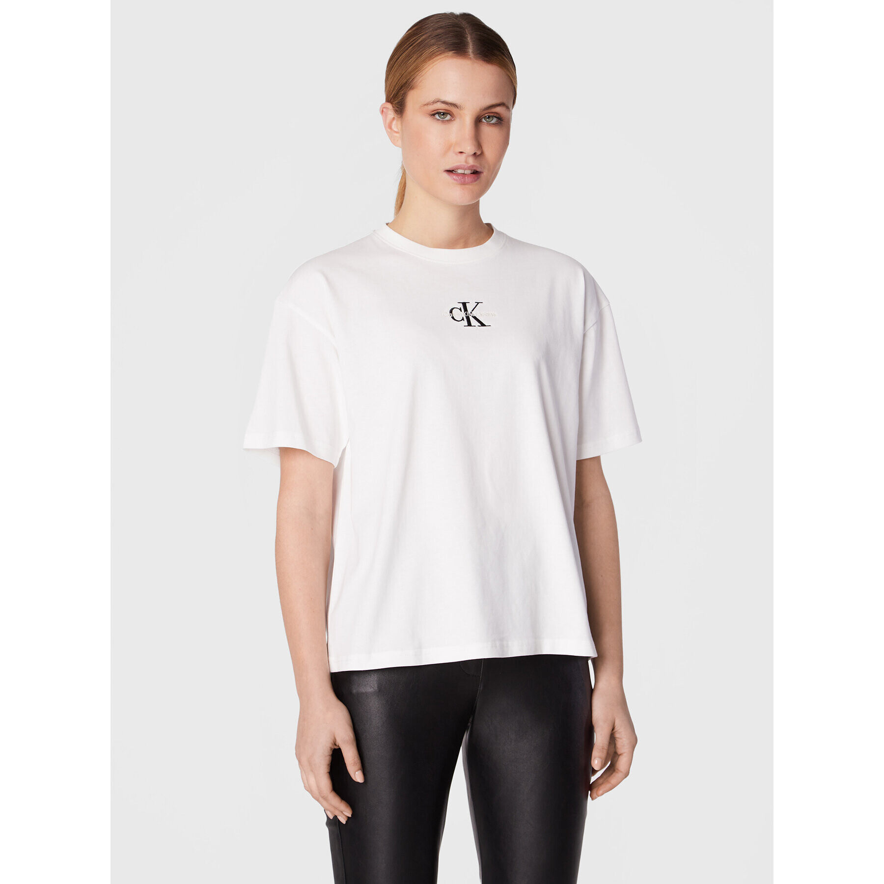 Calvin Klein Jeans Тишърт J20J219887 Бял Regular Fit - Pepit.bg