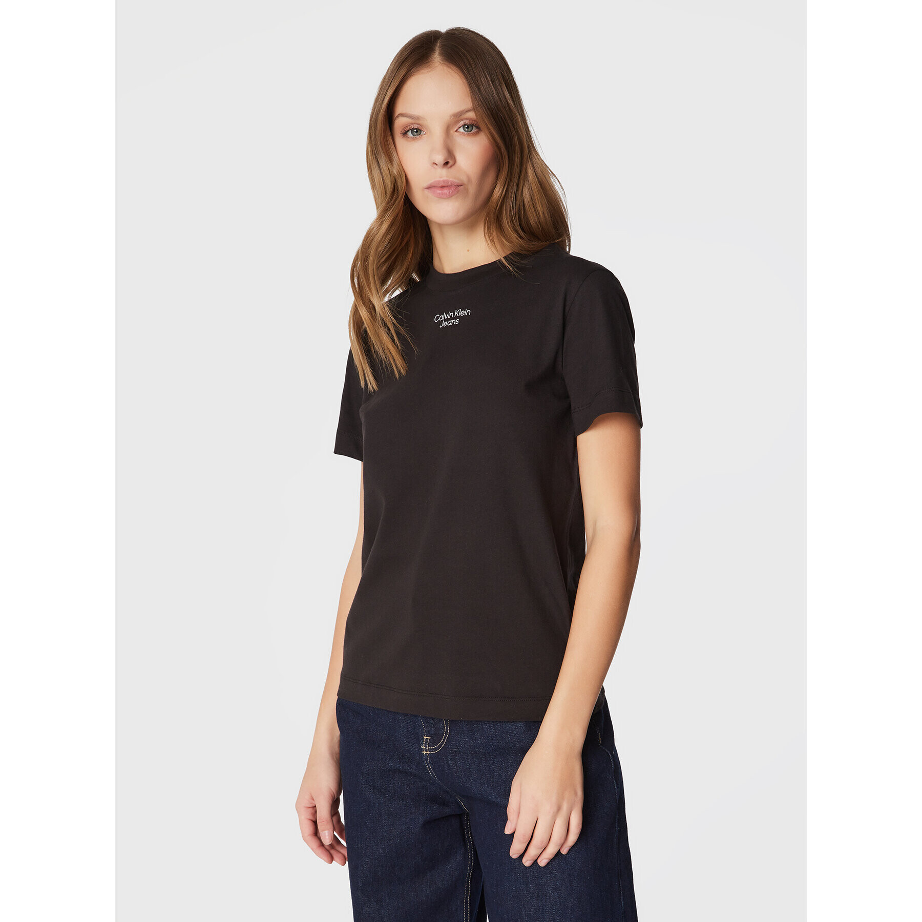 Calvin Klein Jeans Тишърт J20J219889 Черен Regular Fit - Pepit.bg