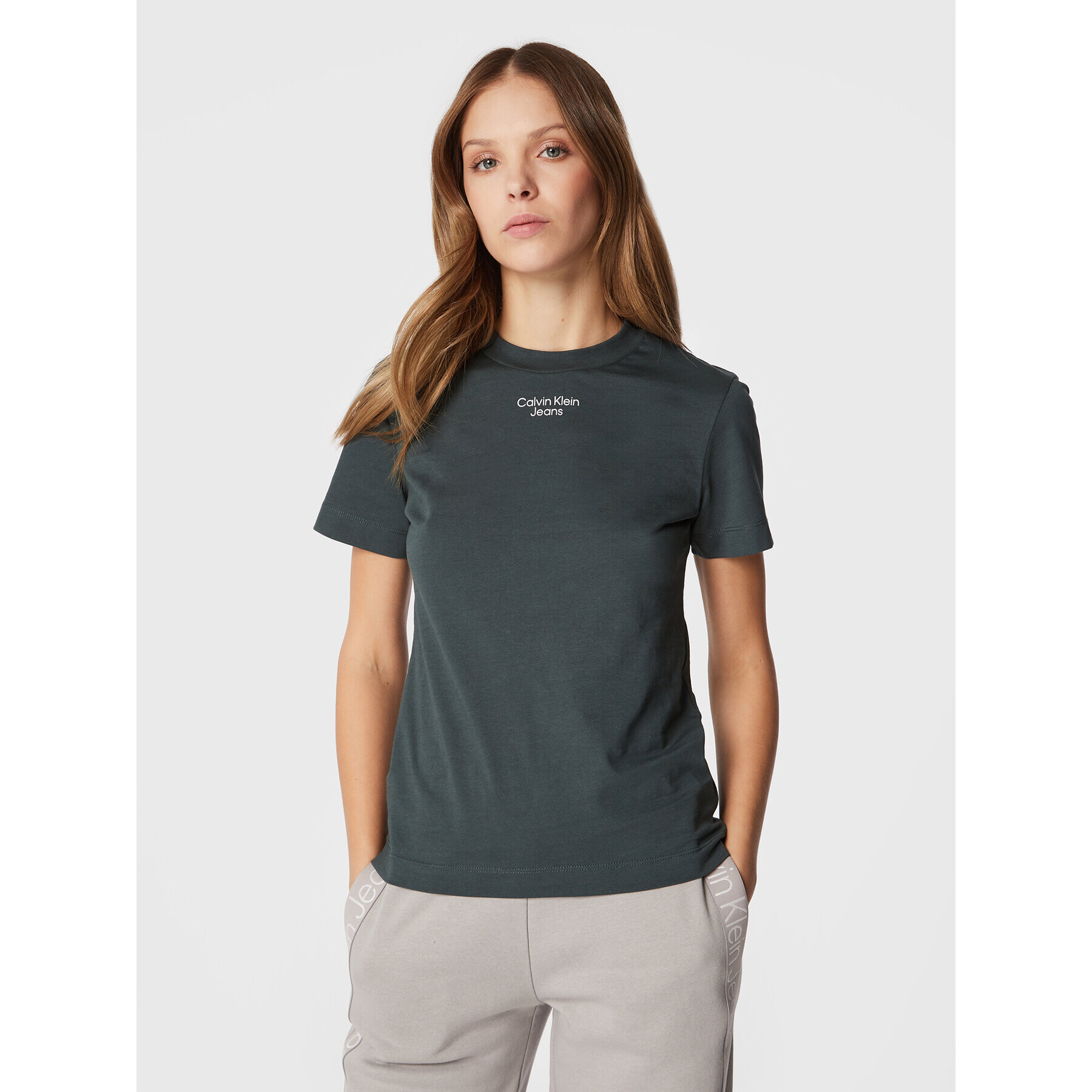 Calvin Klein Jeans Тишърт J20J219889 Зелен Regular Fit - Pepit.bg