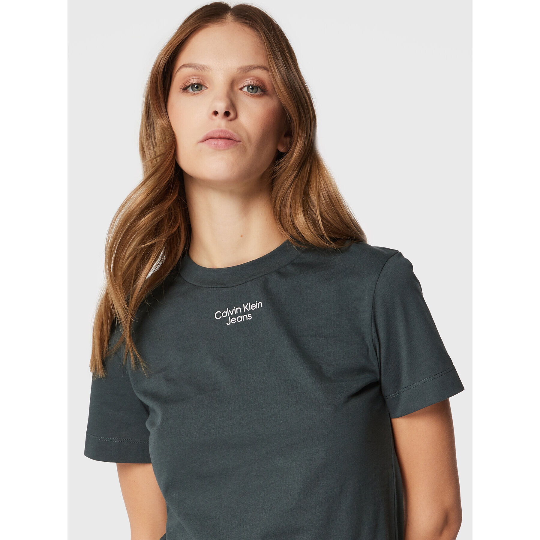 Calvin Klein Jeans Тишърт J20J219889 Зелен Regular Fit - Pepit.bg