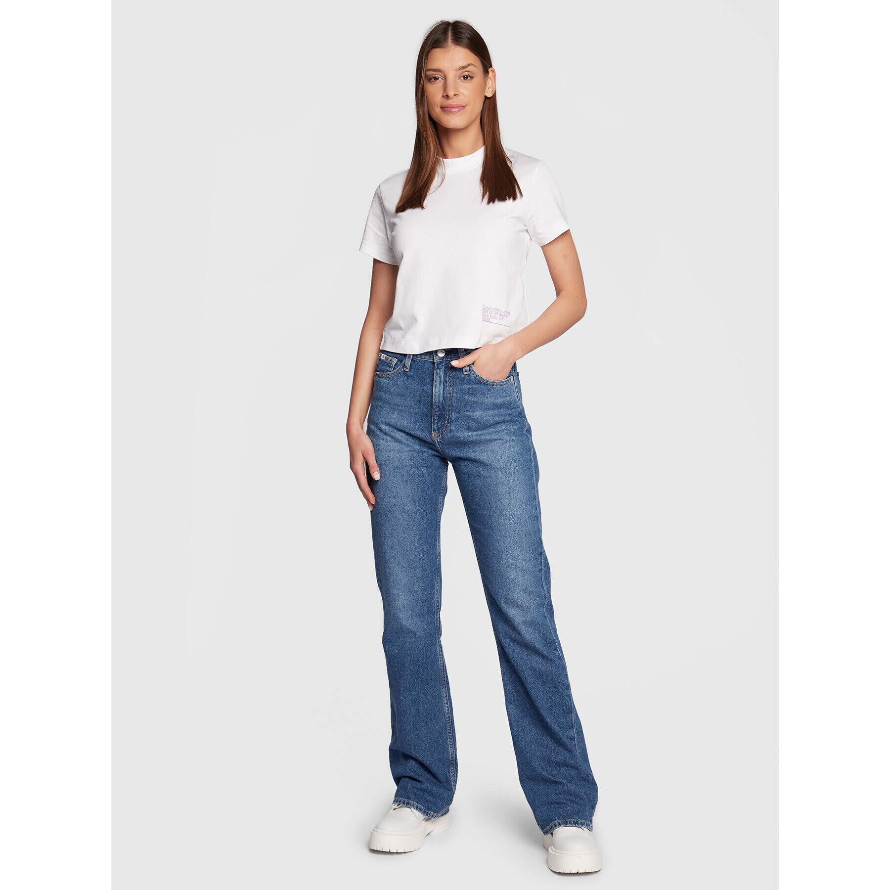 Calvin Klein Jeans Тишърт J20J220276 Бял Regular Fit - Pepit.bg