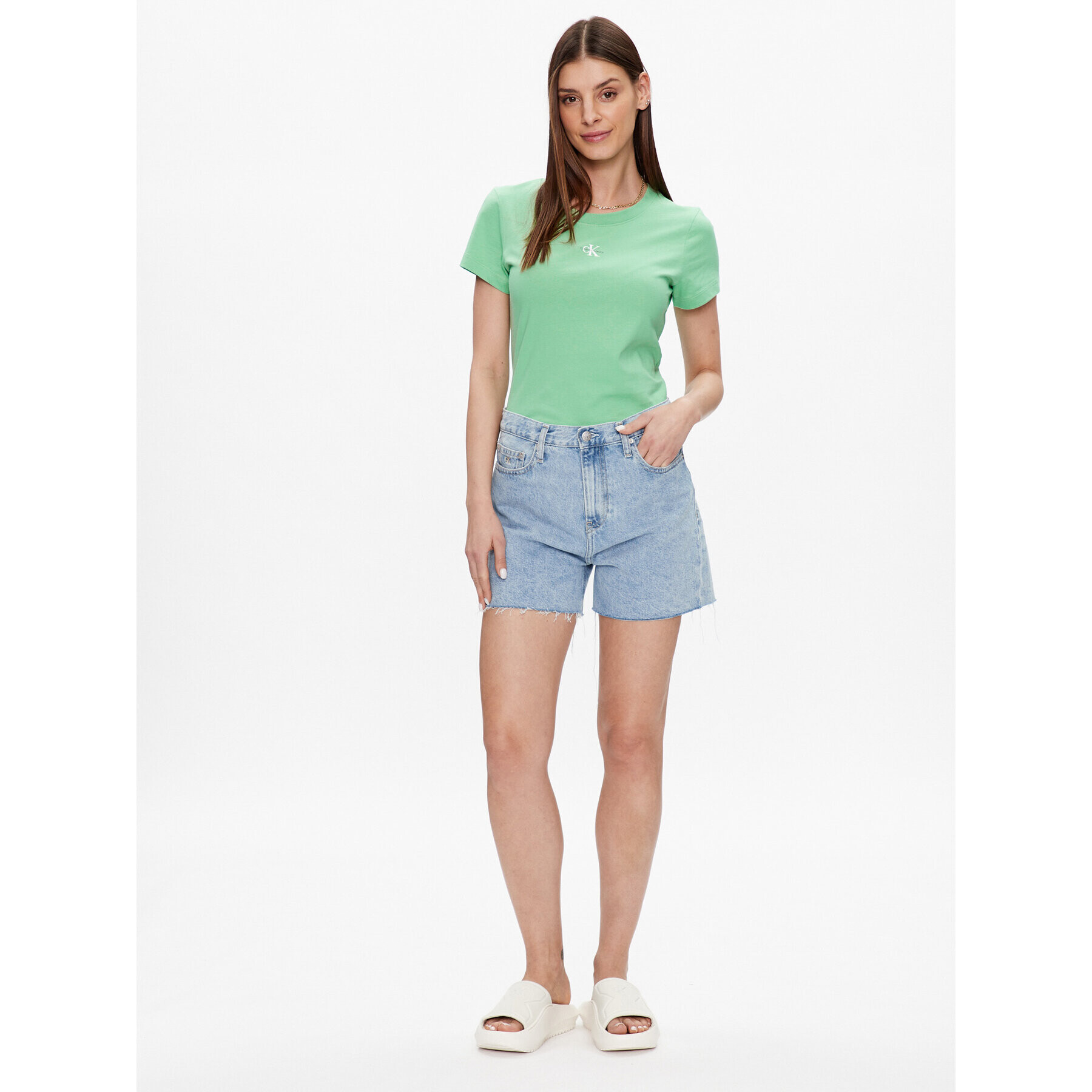 Calvin Klein Jeans Тишърт J20J220300 Зелен Regular Fit - Pepit.bg