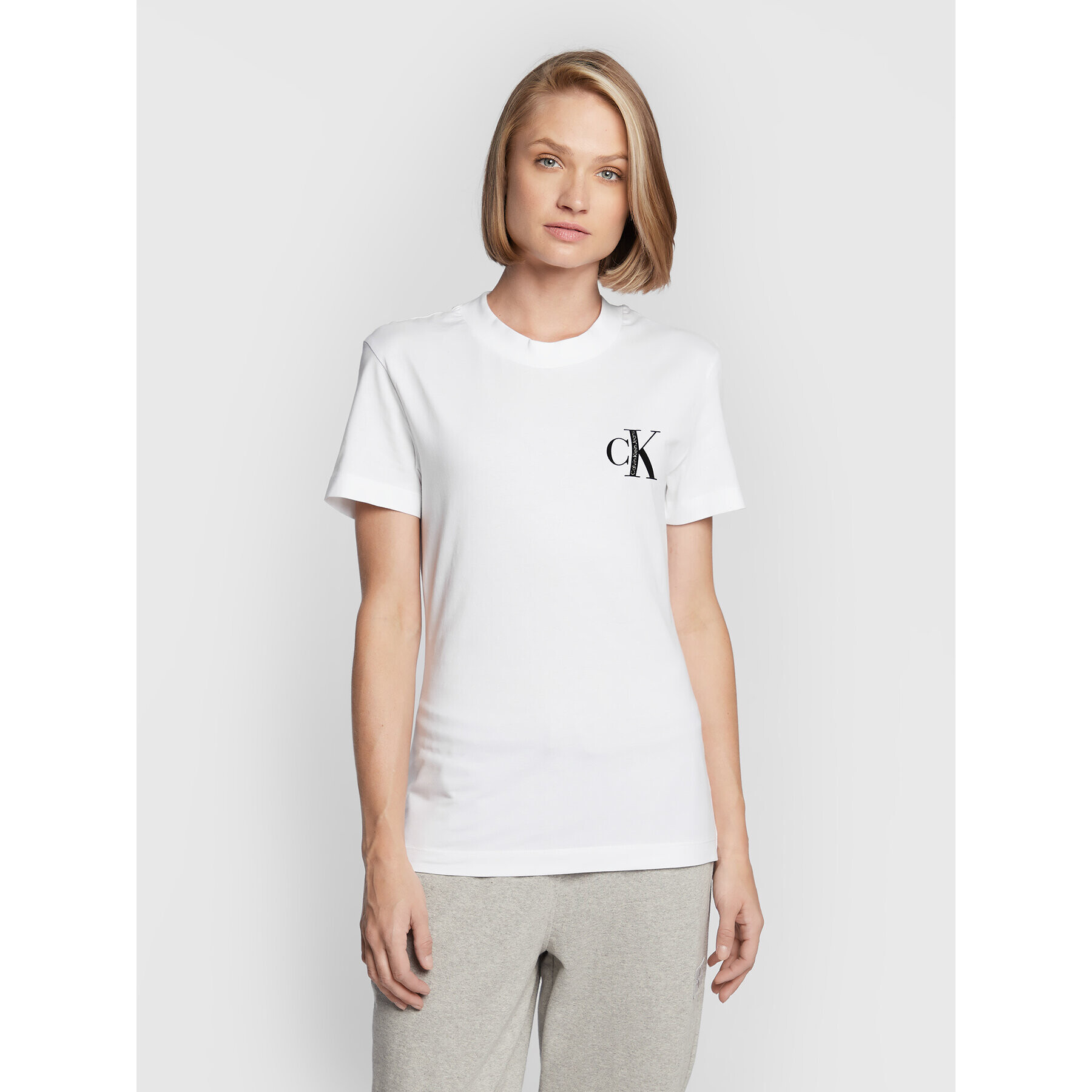 Calvin Klein Jeans Тишърт J20J220478 Бял Regular Fit - Pepit.bg