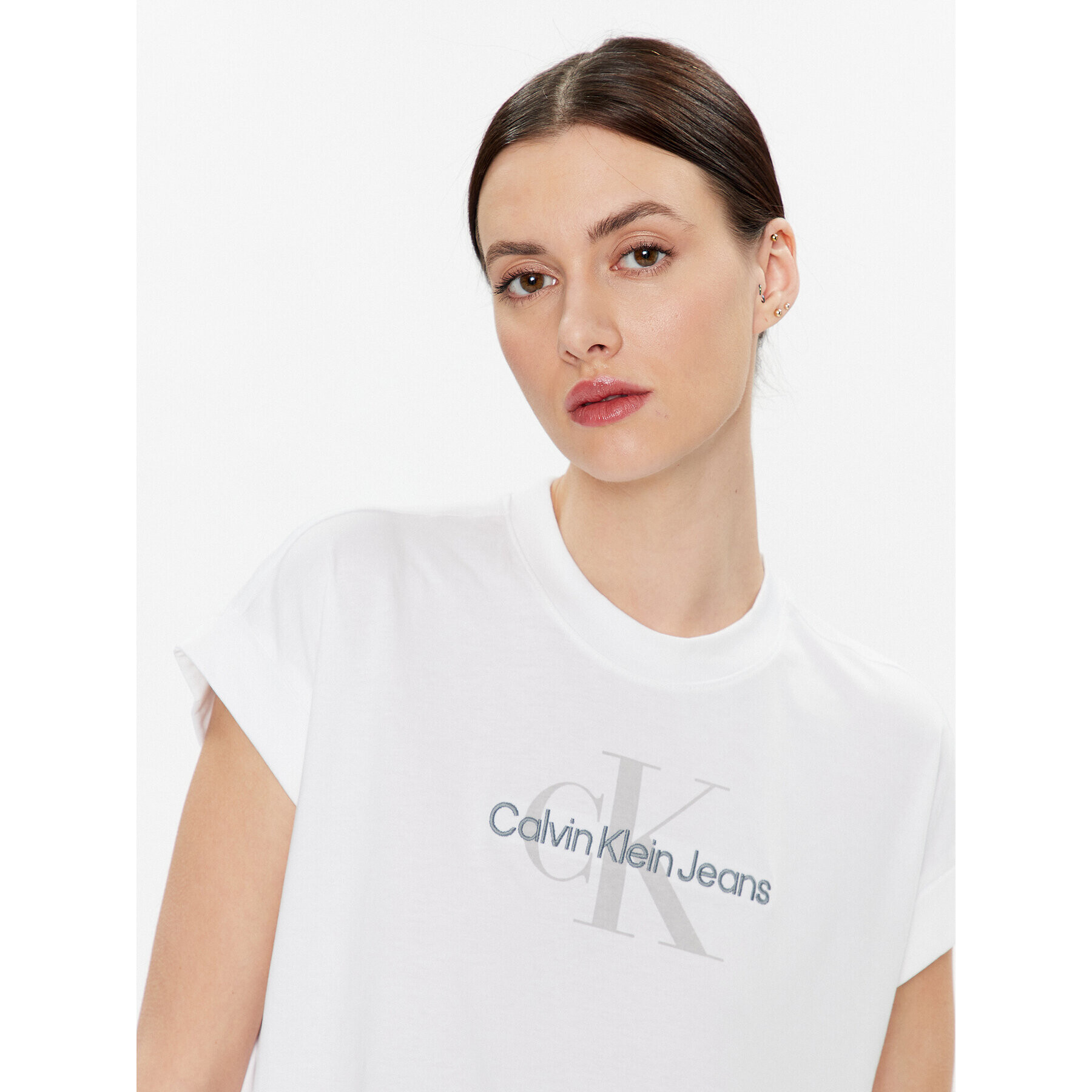 Calvin Klein Jeans Тишърт J20J220717 Бял Relaxed Fit - Pepit.bg