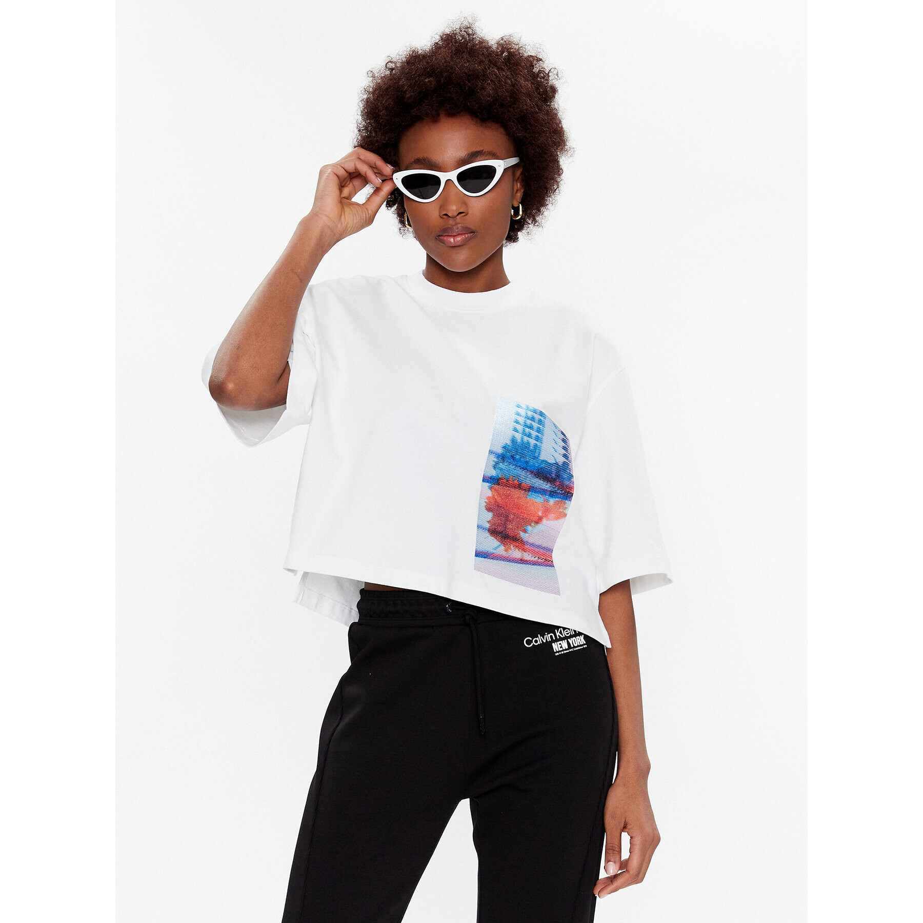 Calvin Klein Jeans Тишърт J20J220727 Бял Regular Fit - Pepit.bg