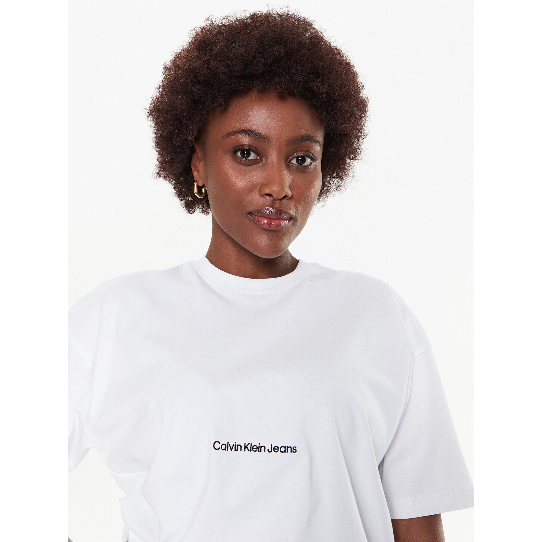 Calvin Klein Jeans Тишърт J20J220768 Бял Relaxed Fit - Pepit.bg