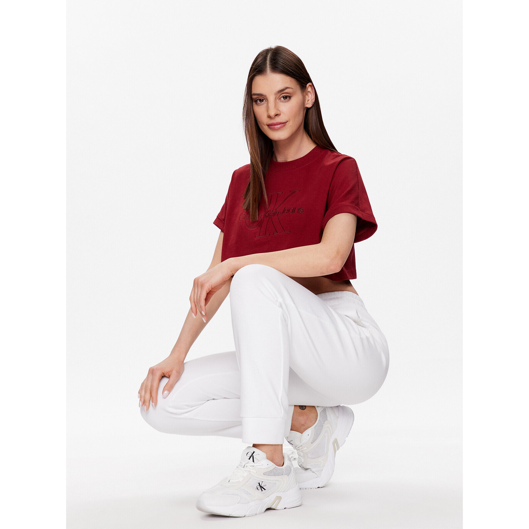 Calvin Klein Jeans Тишърт J20J221048 Бордо Regular Fit - Pepit.bg