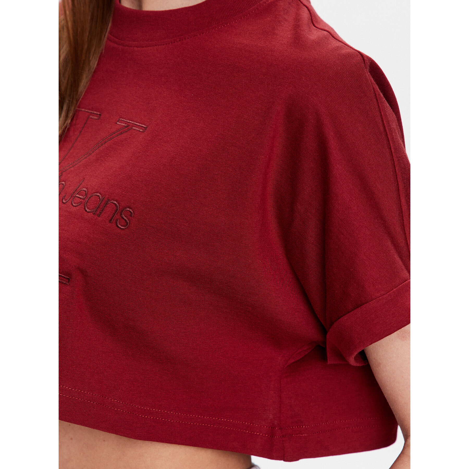 Calvin Klein Jeans Тишърт J20J221048 Бордо Regular Fit - Pepit.bg