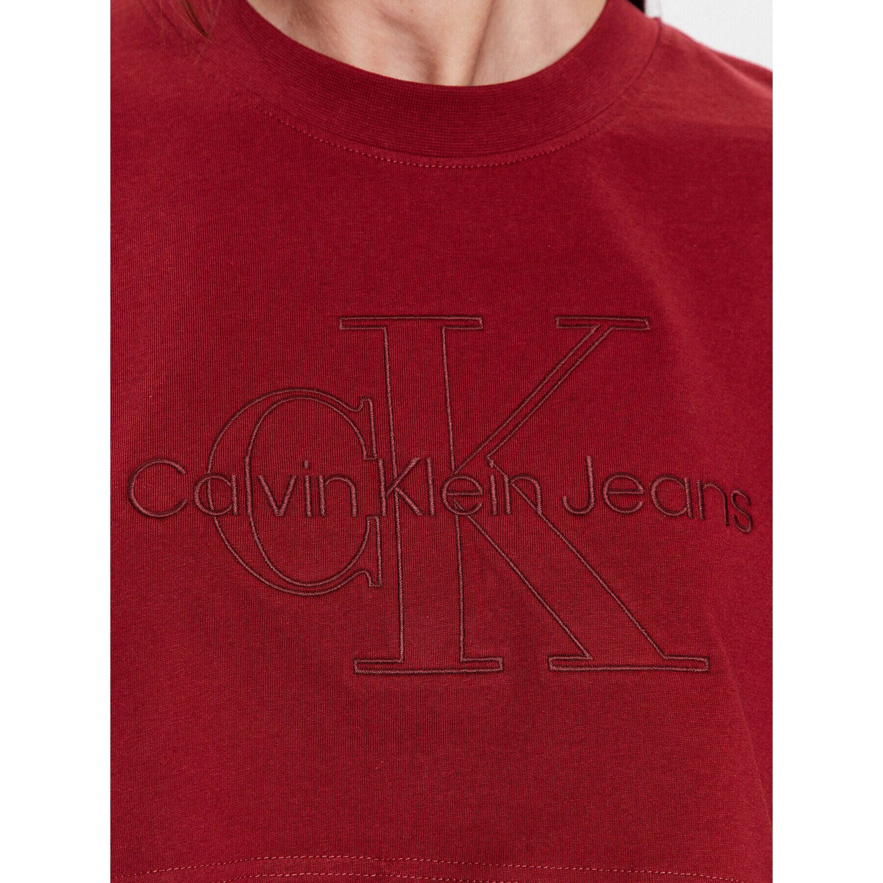 Calvin Klein Jeans Тишърт J20J221048 Бордо Regular Fit - Pepit.bg