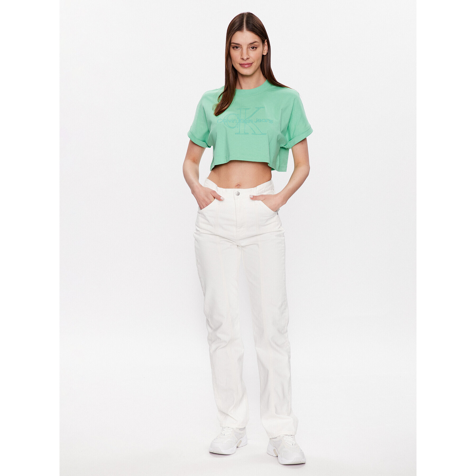 Calvin Klein Jeans Тишърт J20J221048 Зелен Relaxed Fit - Pepit.bg