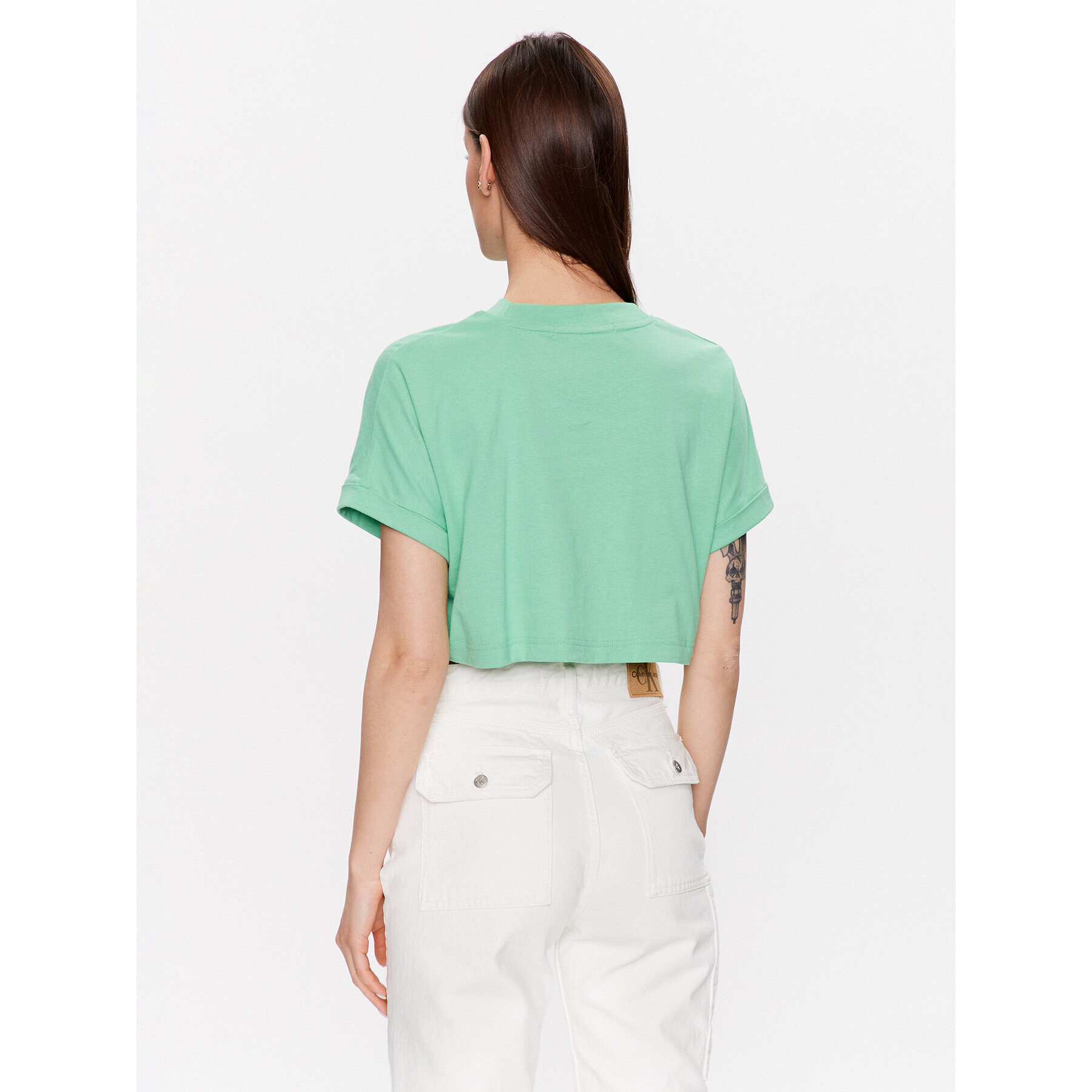 Calvin Klein Jeans Тишърт J20J221048 Зелен Relaxed Fit - Pepit.bg