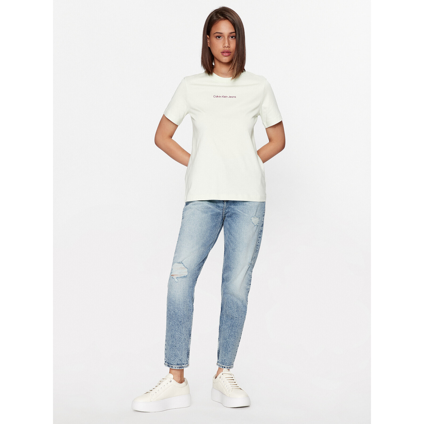 Calvin Klein Jeans Тишърт J20J221065 Зелен Regular Fit - Pepit.bg