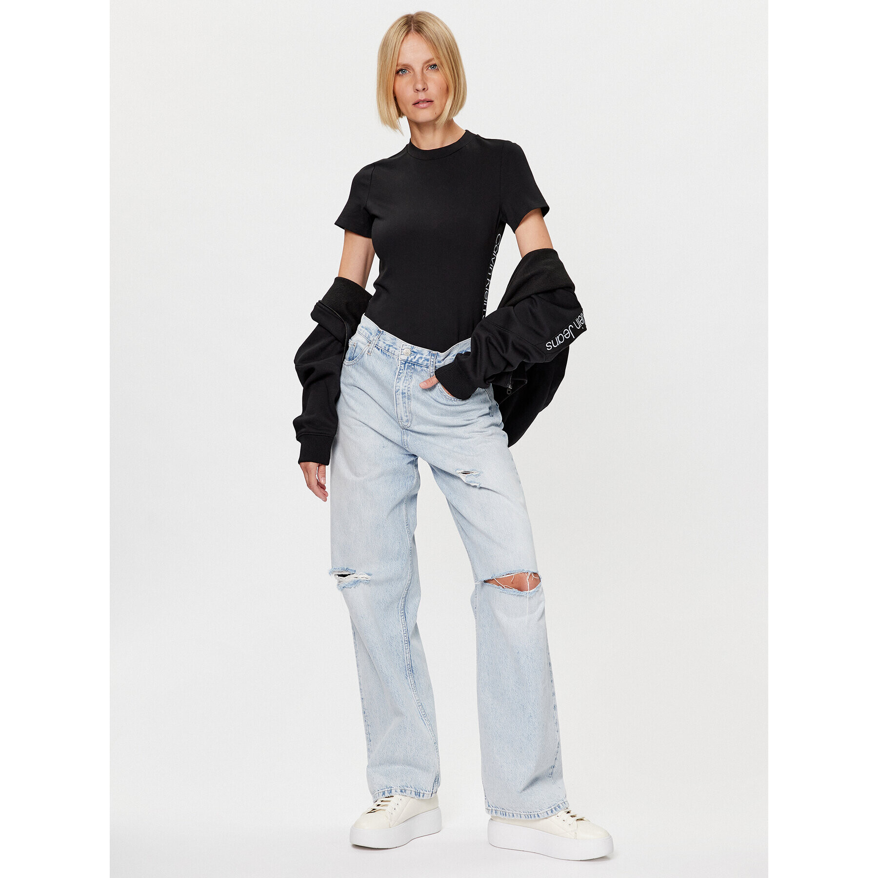 Calvin Klein Jeans Тишърт J20J221414 Черен Slim Fit - Pepit.bg