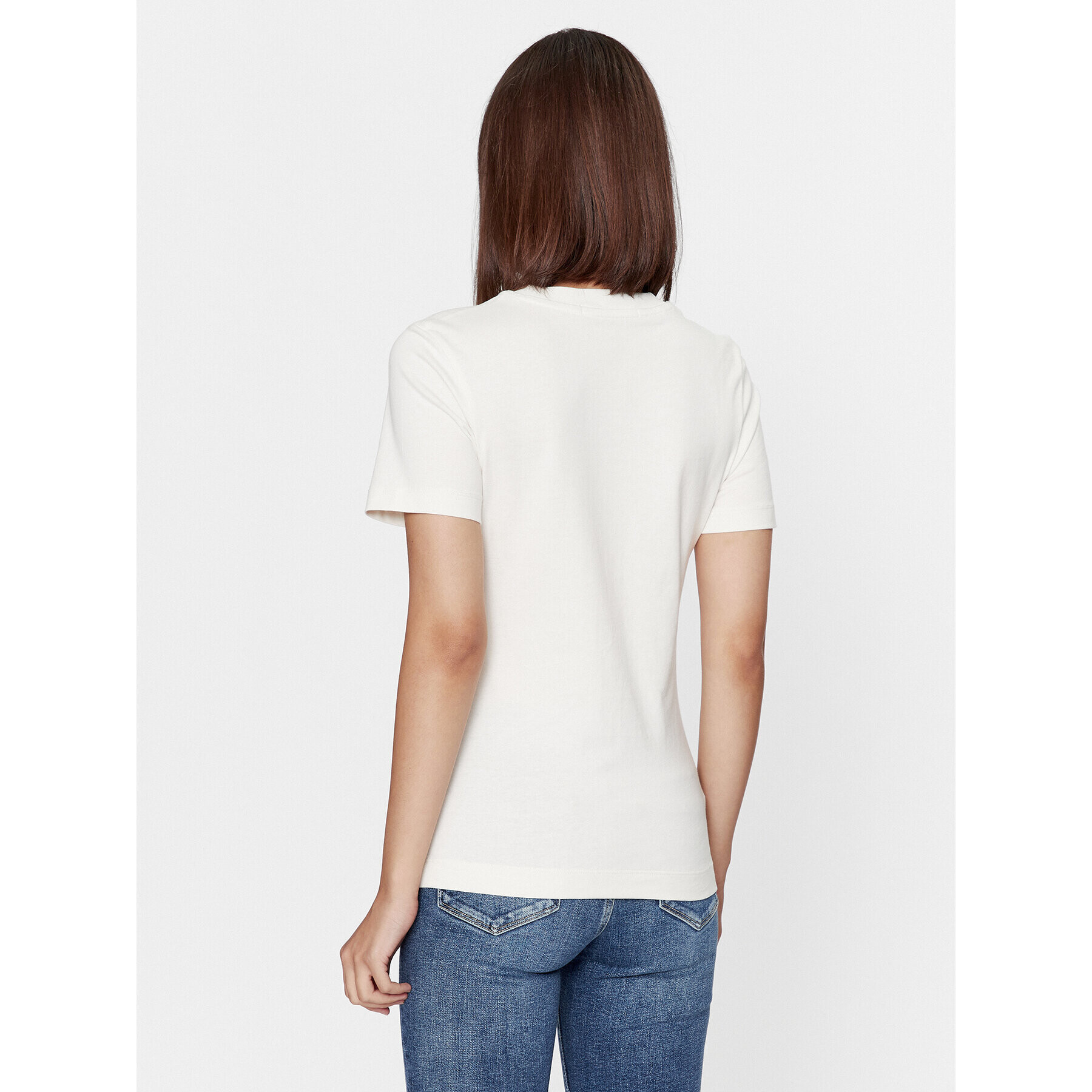 Calvin Klein Jeans Тишърт J20J221426 Екрю Regular Fit - Pepit.bg