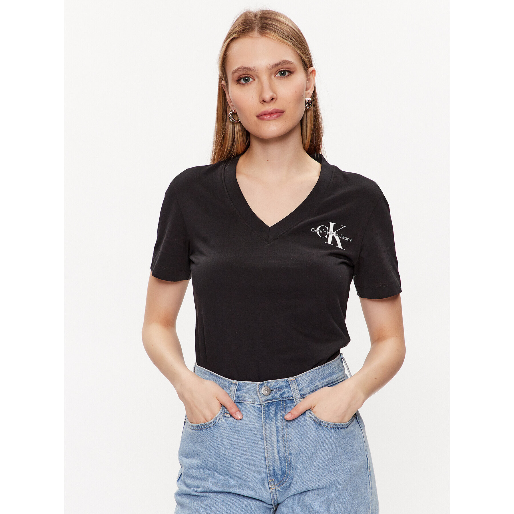 Calvin Klein Jeans Тишърт J20J221429 Черен Regular Fit - Pepit.bg