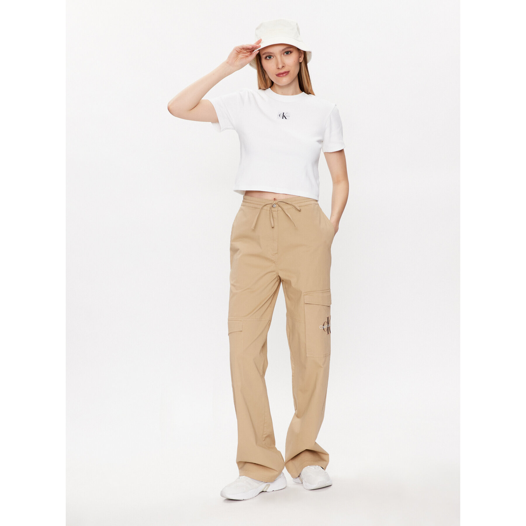 Calvin Klein Jeans Тишърт J20J221595 Бял Regular Fit - Pepit.bg