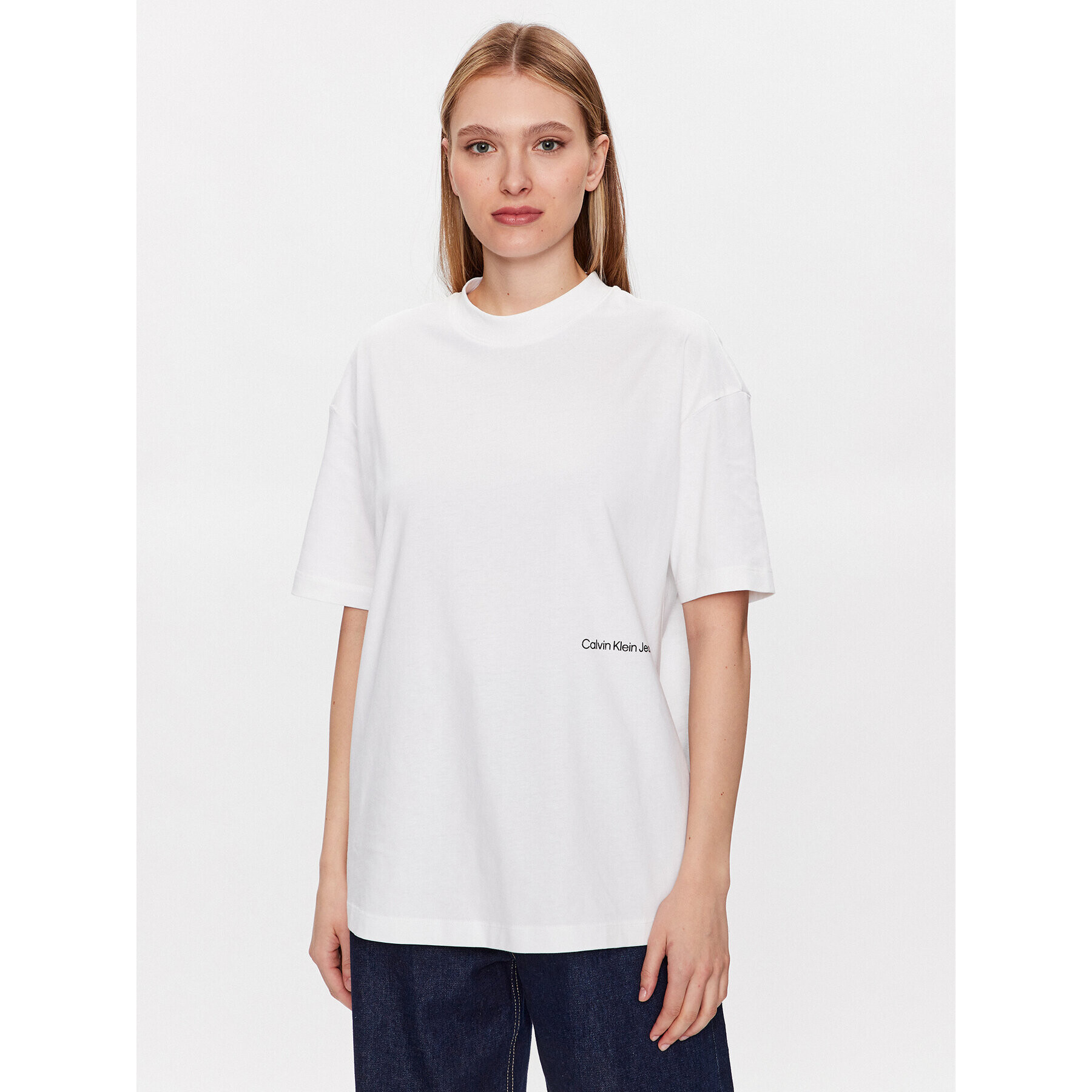 Calvin Klein Jeans Тишърт J20J221629 Бял Regular Fit - Pepit.bg