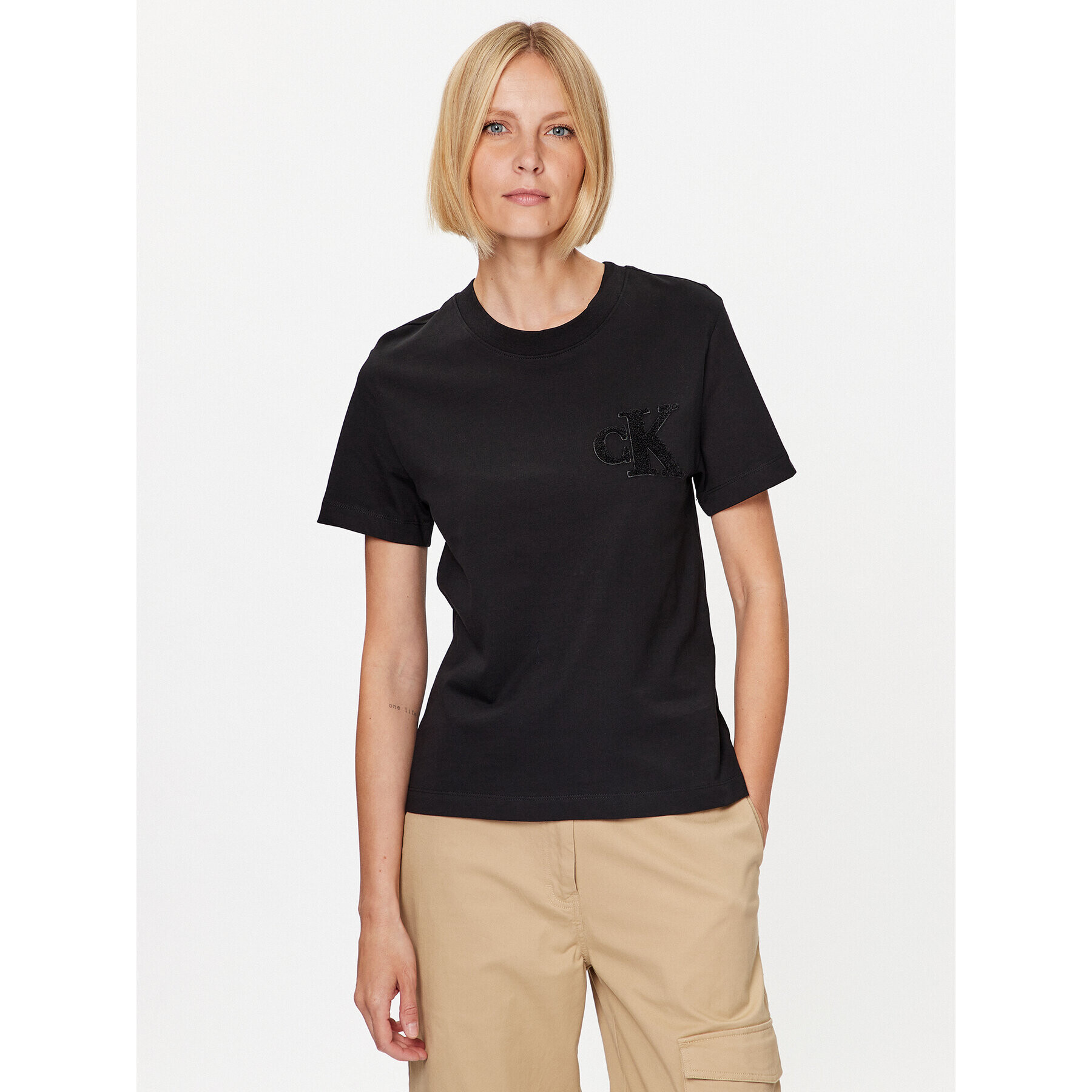 Calvin Klein Jeans Тишърт J20J221825 Черен Regular Fit - Pepit.bg