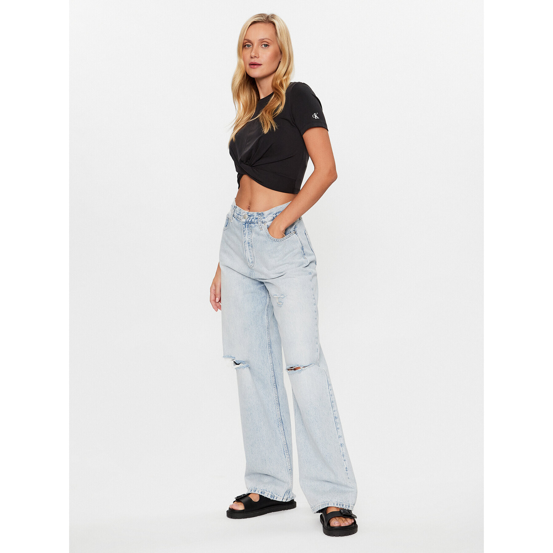 Calvin Klein Jeans Тишърт J20J222128 Черен Regular Fit - Pepit.bg