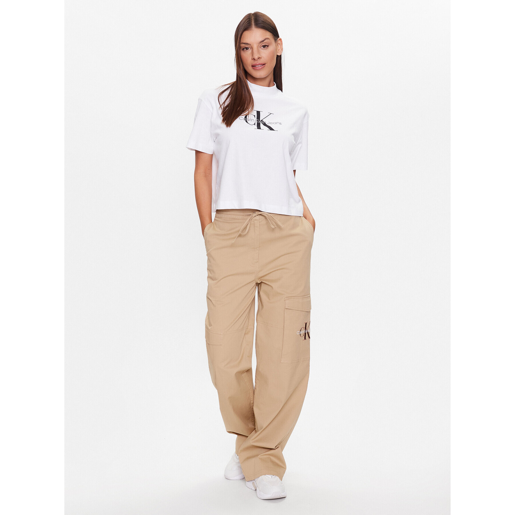 Calvin Klein Jeans Тишърт J20J222130 Бял Regular Fit - Pepit.bg