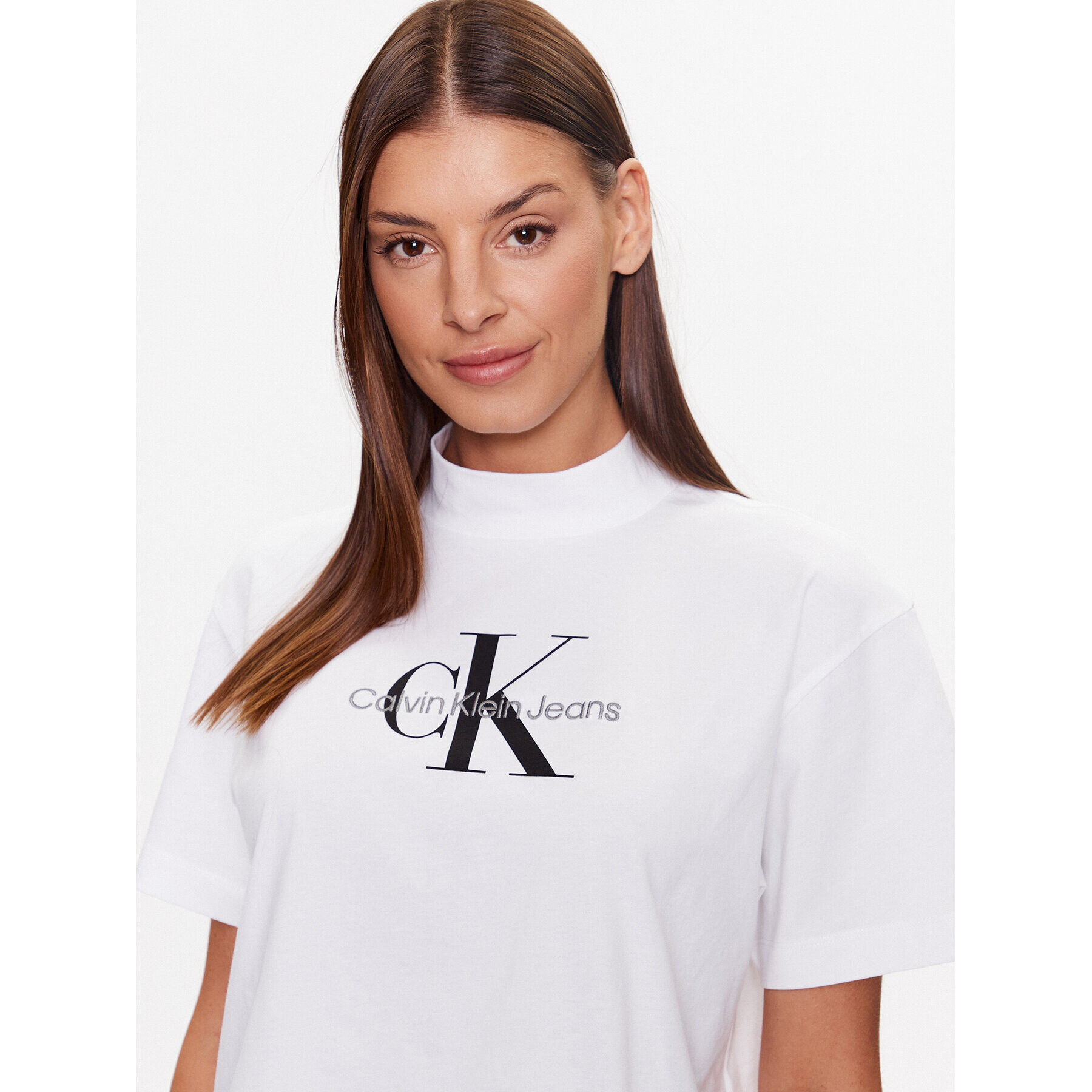 Calvin Klein Jeans Тишърт J20J222130 Бял Regular Fit - Pepit.bg