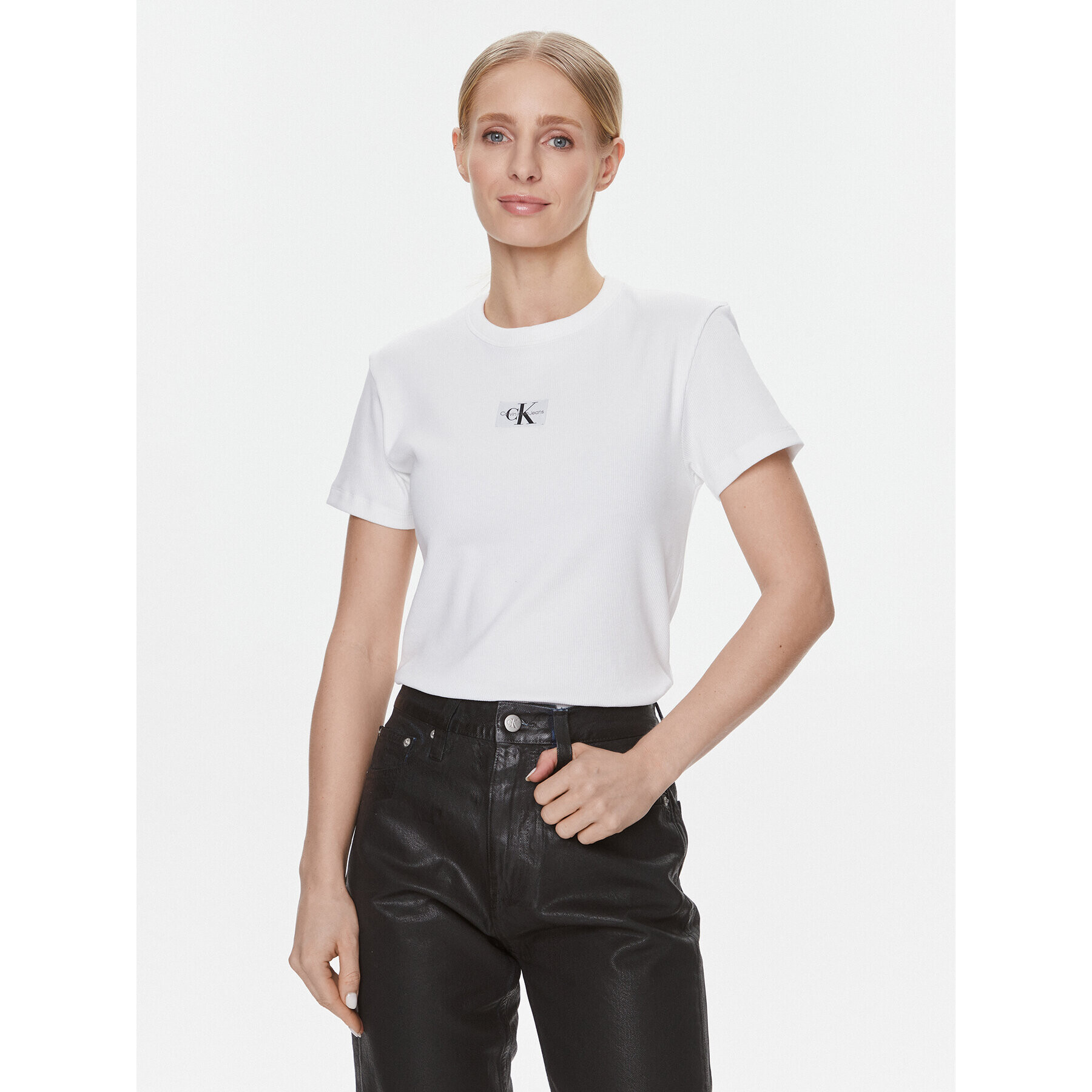 Calvin Klein Jeans Тишърт J20J222687 Бял Regular Fit - Pepit.bg
