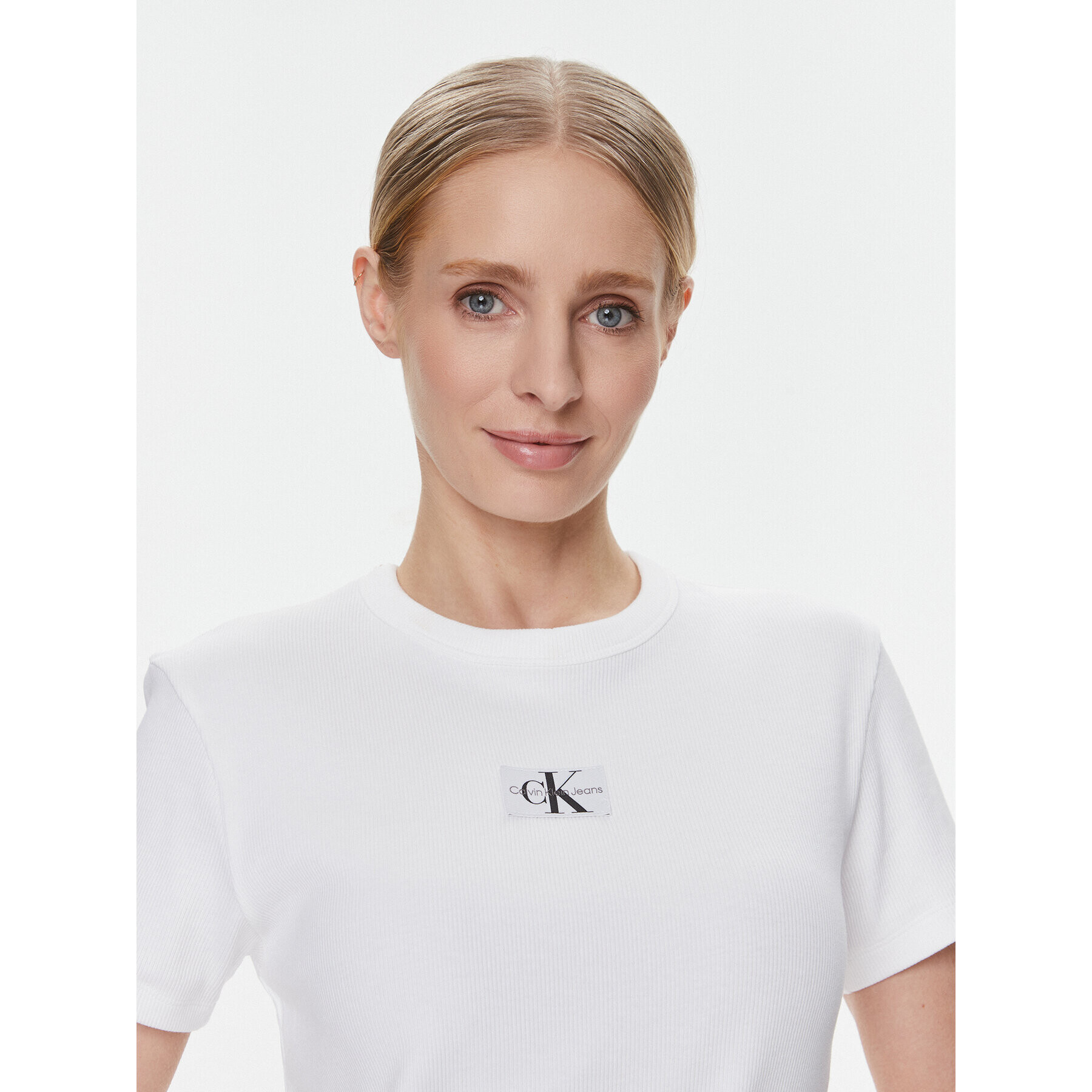 Calvin Klein Jeans Тишърт J20J222687 Бял Regular Fit - Pepit.bg