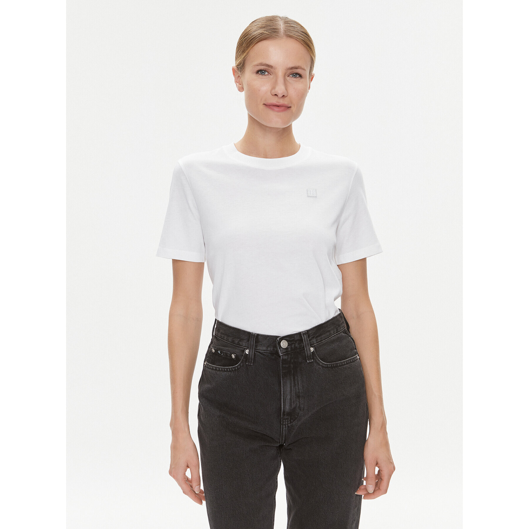 Calvin Klein Jeans Тишърт J20J223226 Бял Regular Fit - Pepit.bg