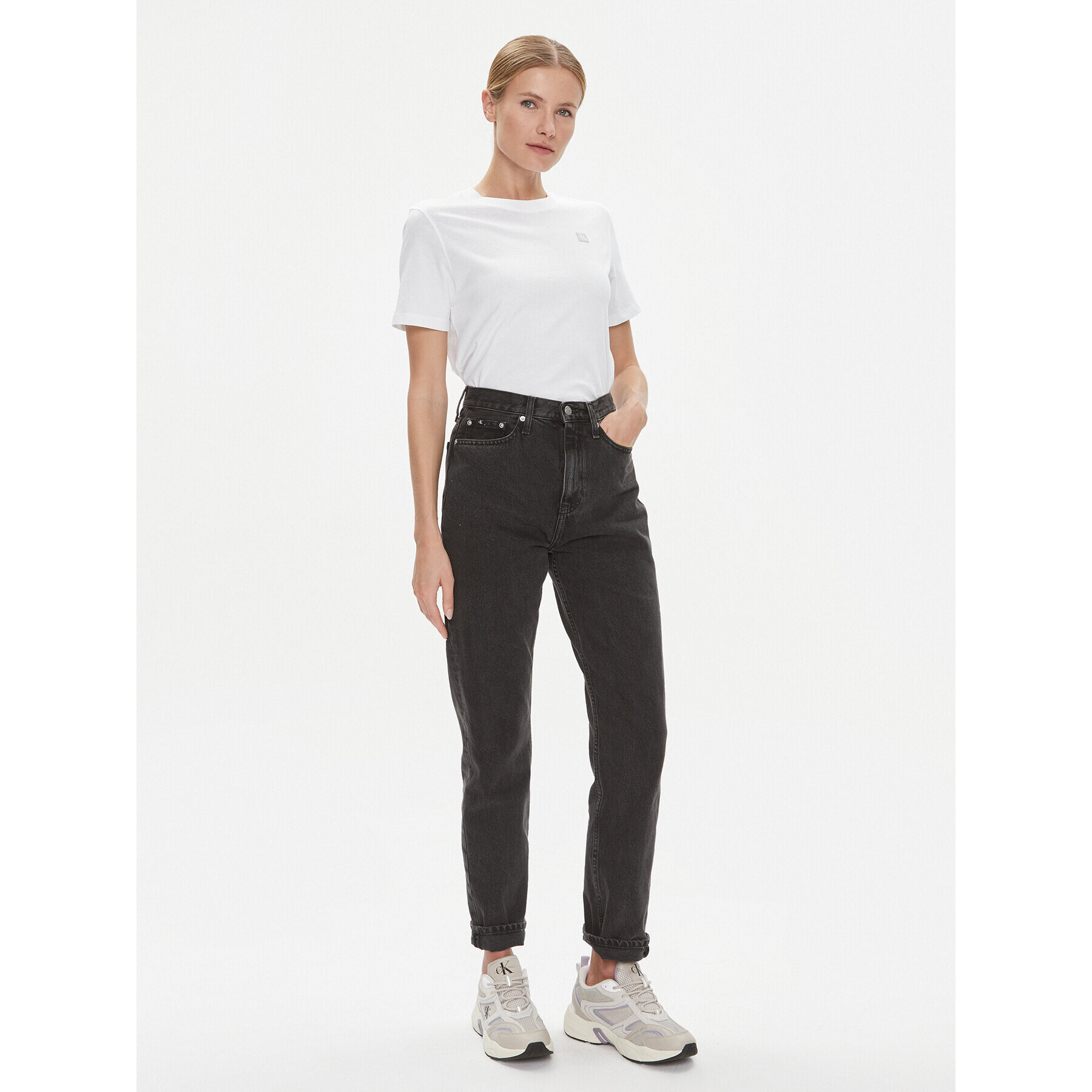 Calvin Klein Jeans Тишърт J20J223226 Бял Regular Fit - Pepit.bg