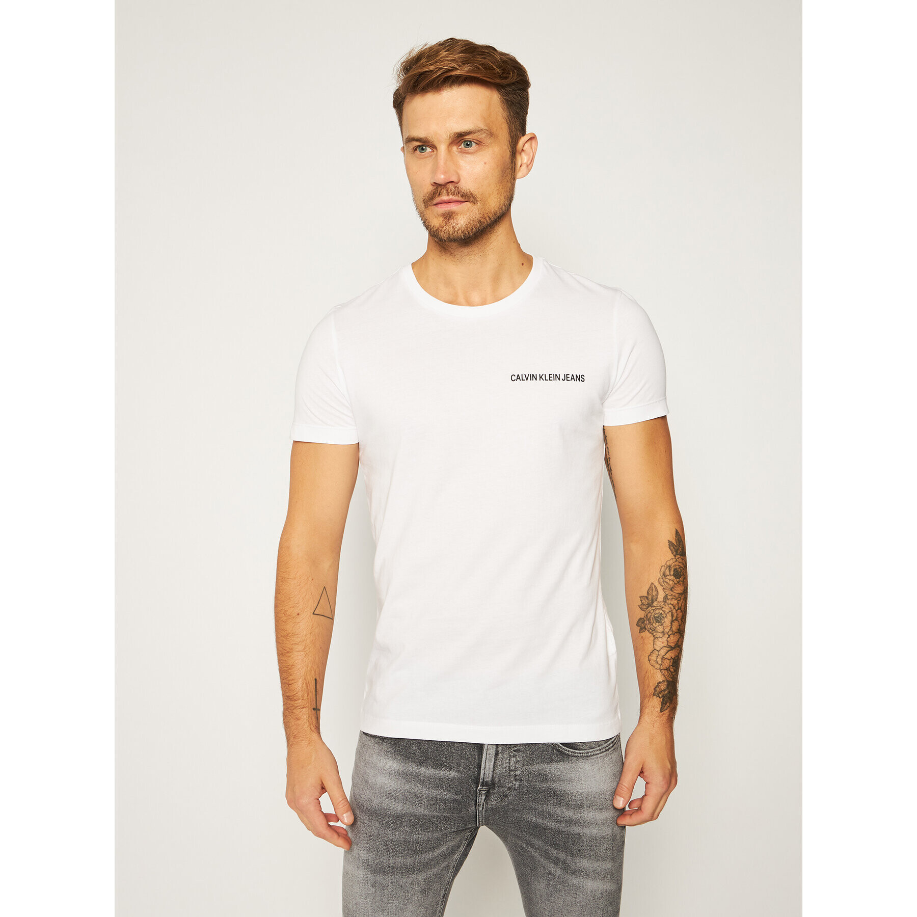 Calvin Klein Jeans Тишърт J30J307852 Бял Regular Fit - Pepit.bg