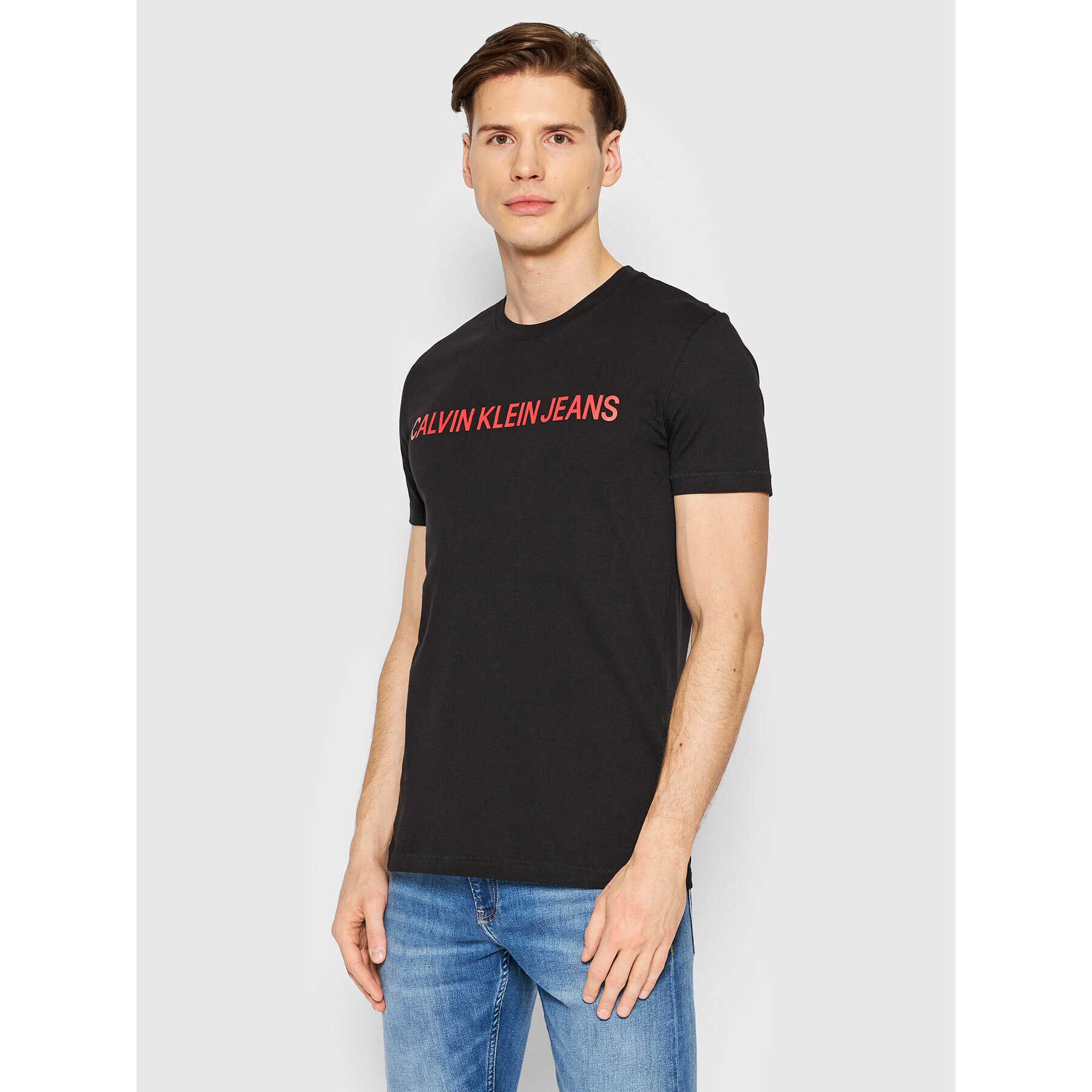 Calvin Klein Jeans Тишърт J30J307856 Черен Regular Fit - Pepit.bg