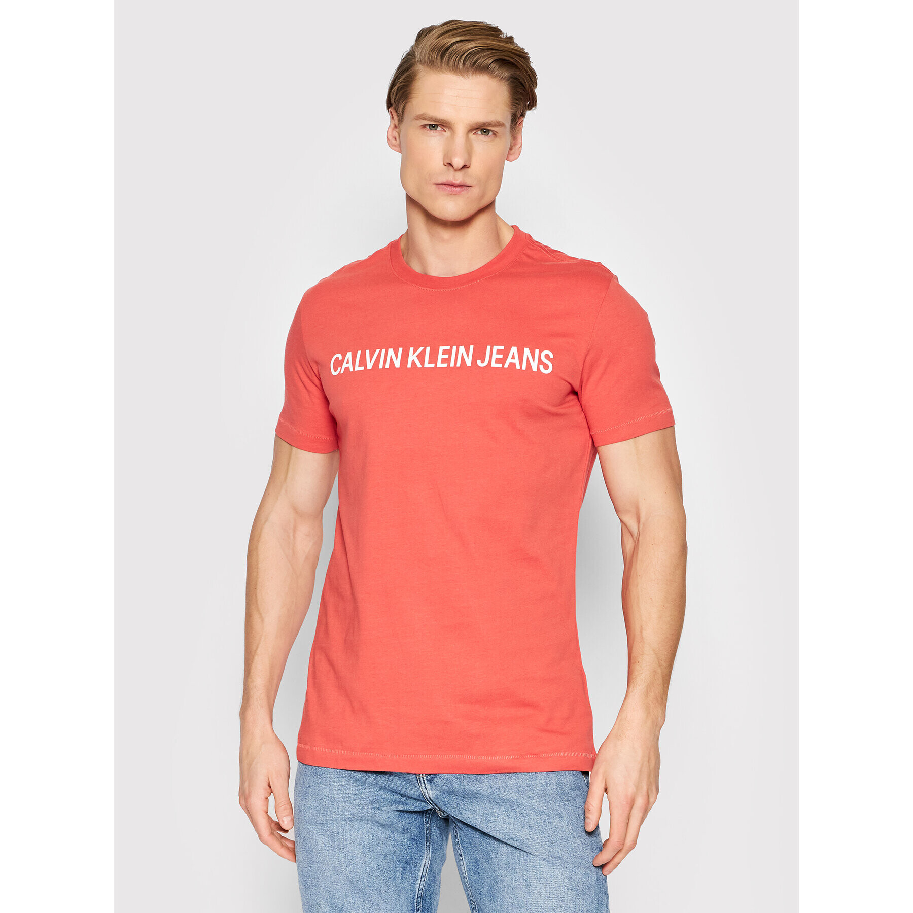 Calvin Klein Jeans Тишърт J30J307856 Червен Regular Fit - Pepit.bg