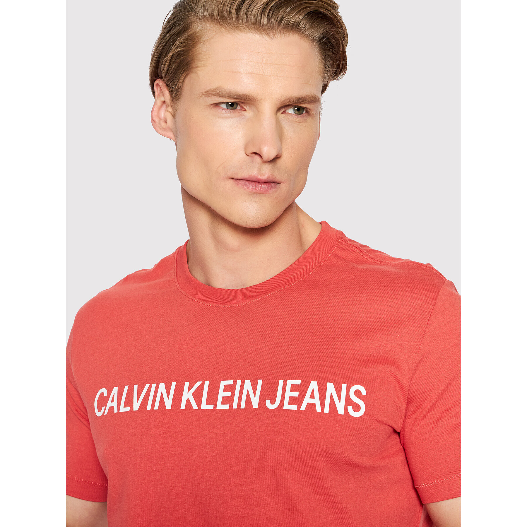 Calvin Klein Jeans Тишърт J30J307856 Червен Regular Fit - Pepit.bg