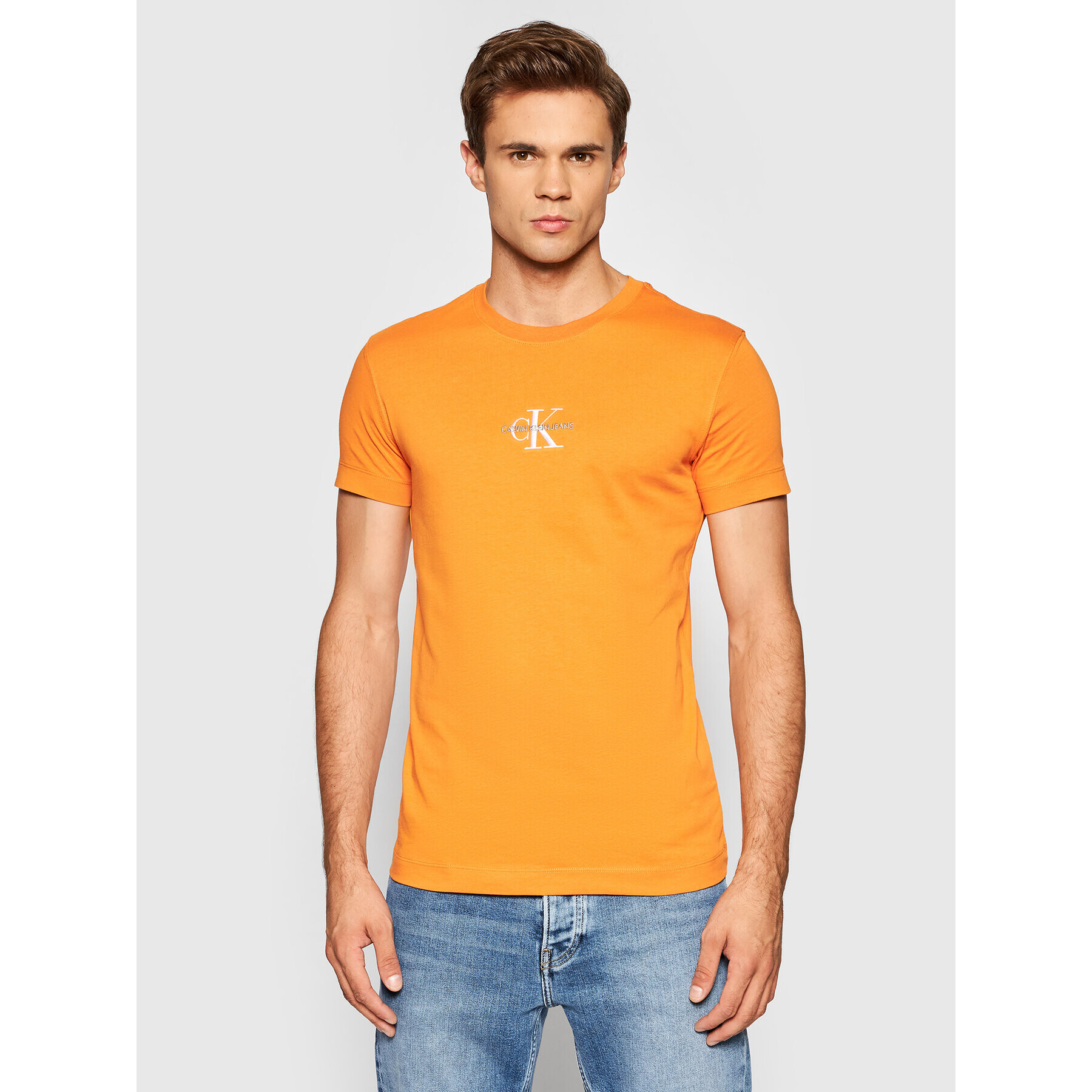 Calvin Klein Jeans Тишърт J30J317092 Оранжев Slim Fit - Pepit.bg