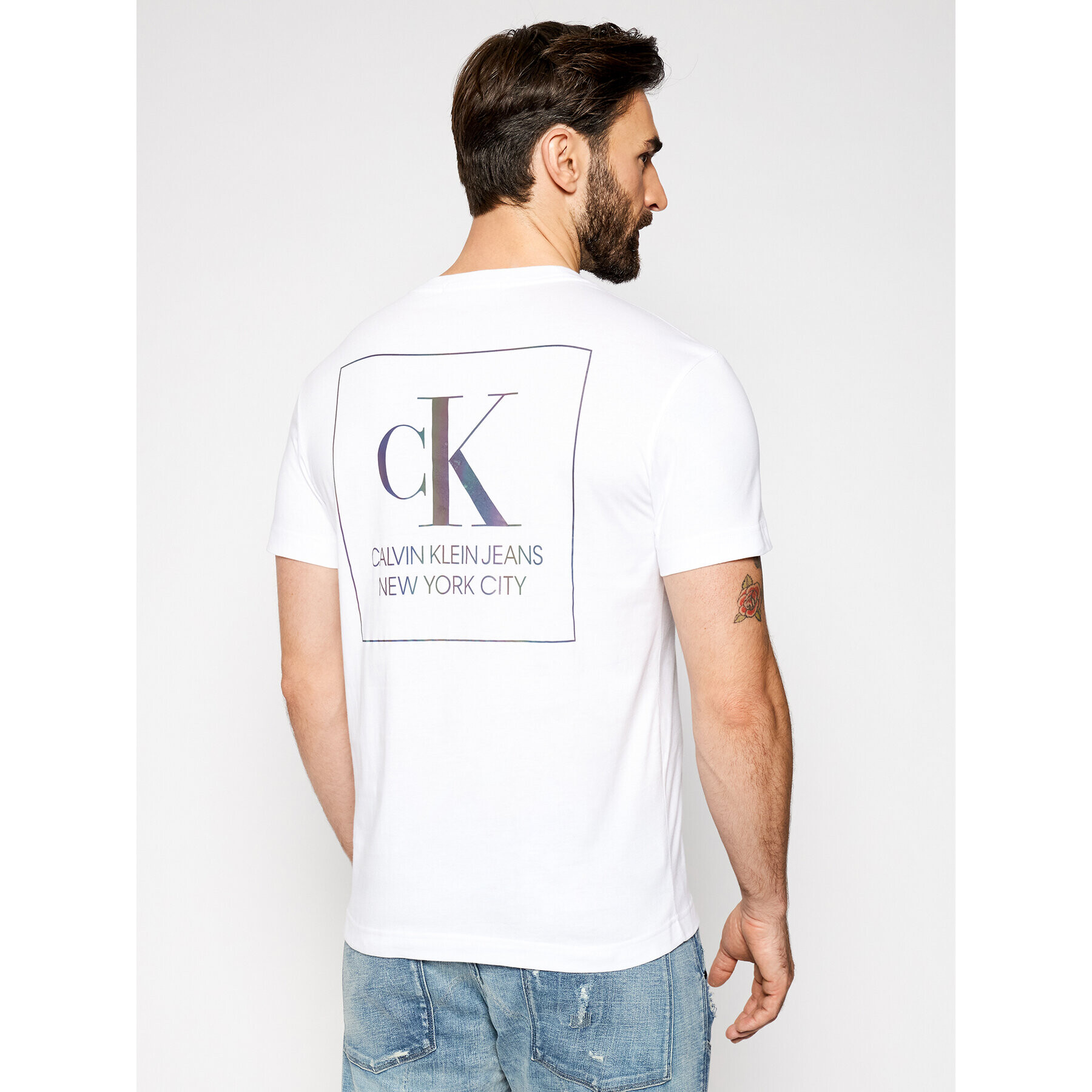 Calvin Klein Jeans Тишърт J30J317492 Бял Regular Fit - Pepit.bg