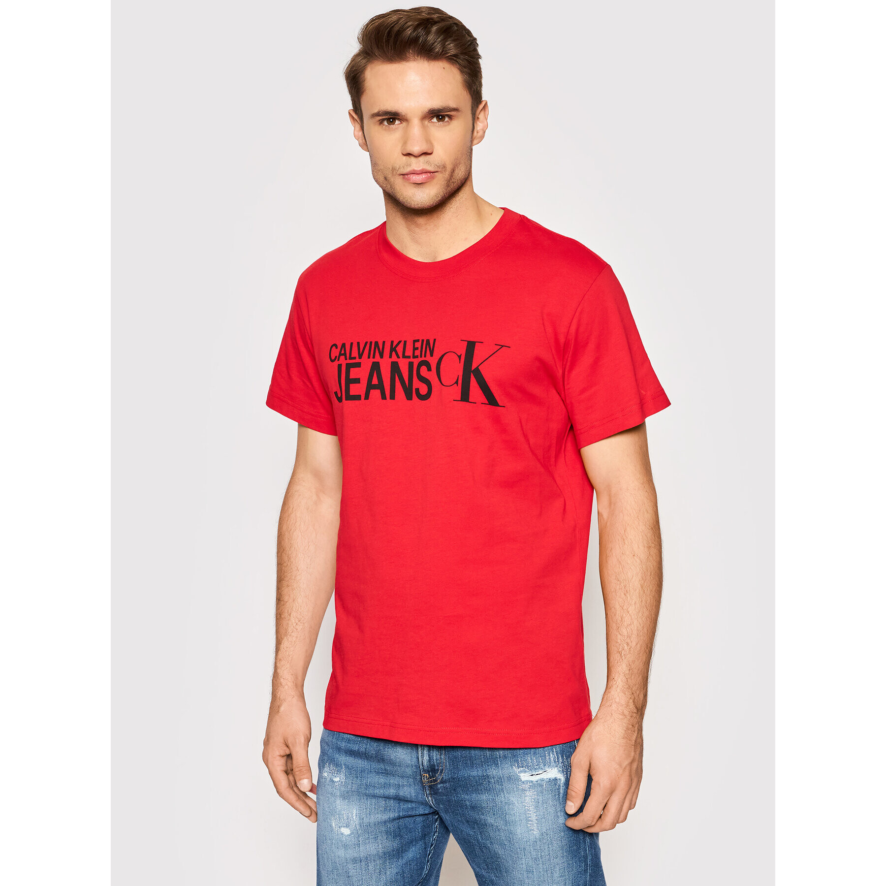 Calvin Klein Jeans Тишърт J30J318731 Червен Regular Fit - Pepit.bg
