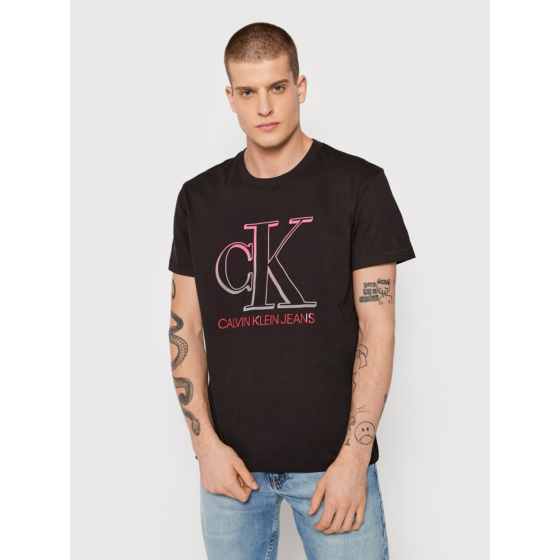 Calvin Klein Jeans Тишърт J30J319299 Черен Regular Fit - Pepit.bg