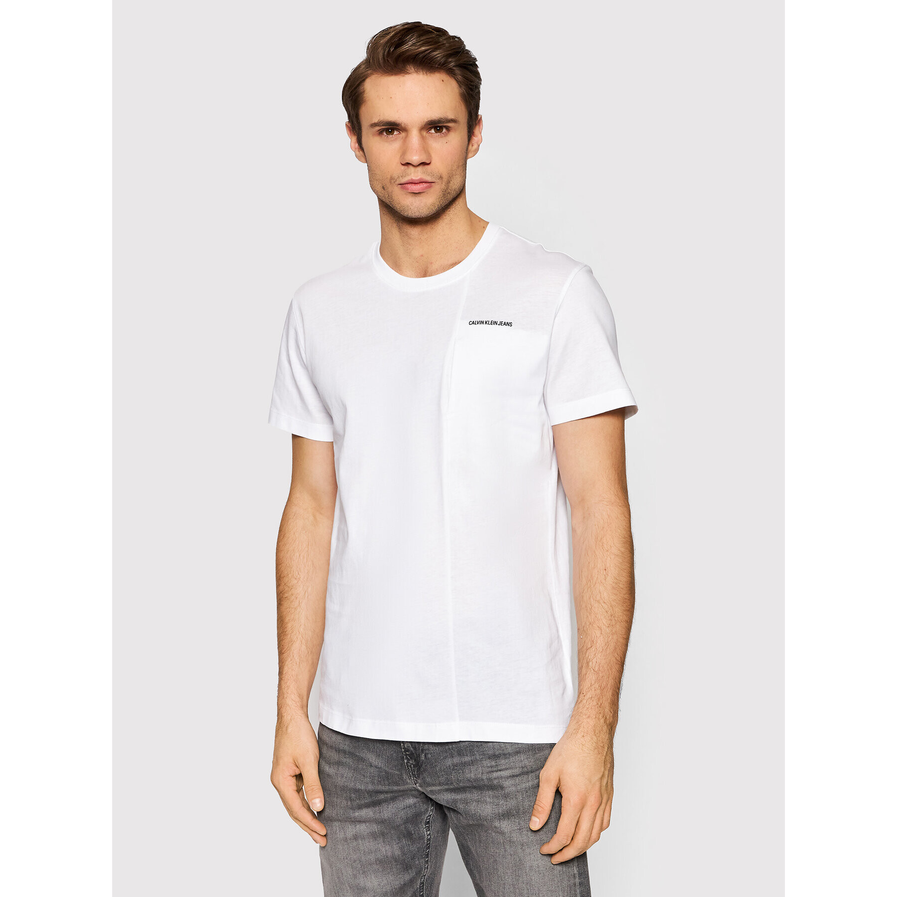 Calvin Klein Jeans Тишърт J30J319637 Бял Regular Fit - Pepit.bg