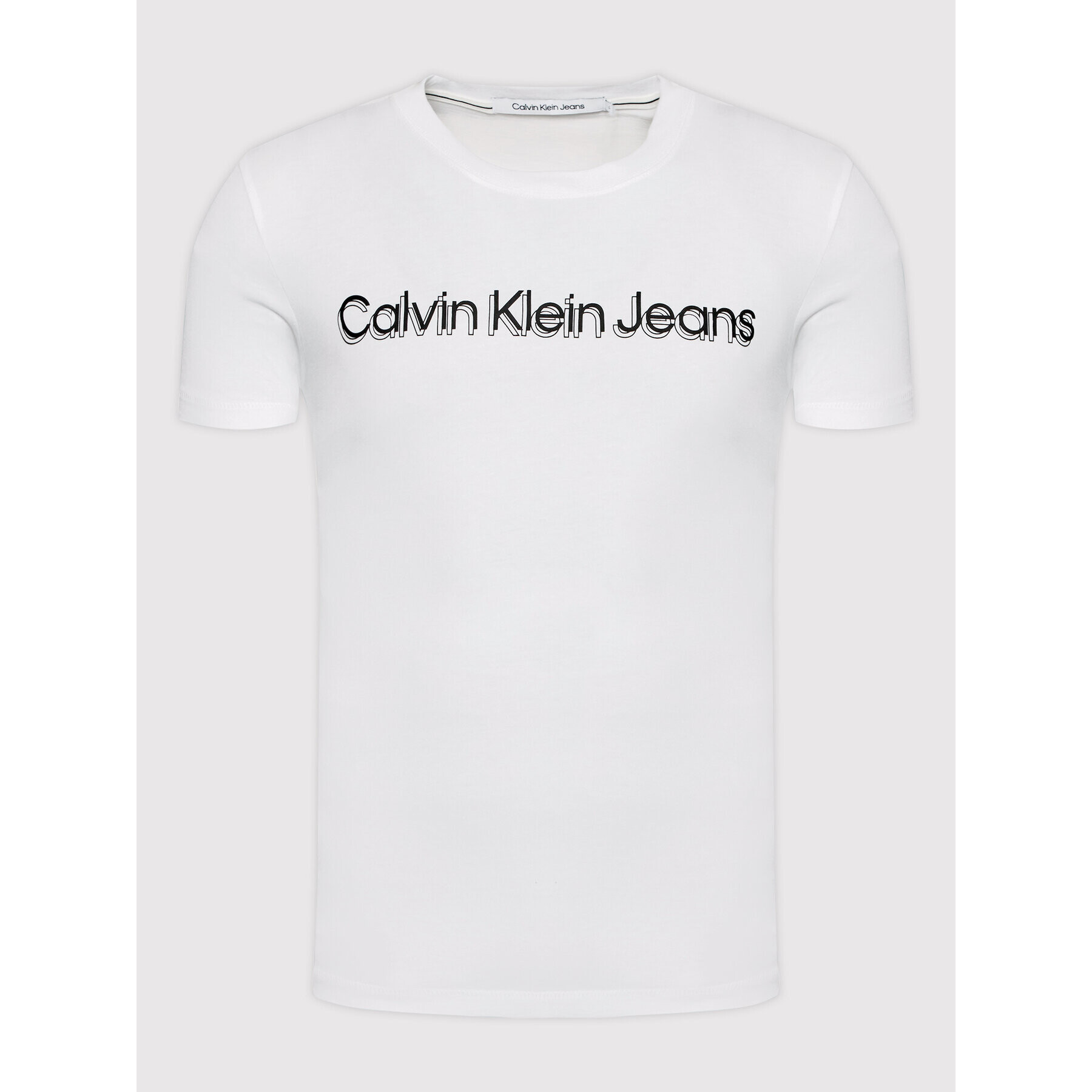 Calvin Klein Jeans Тишърт J30J319714 Бял Slim Fit - Pepit.bg