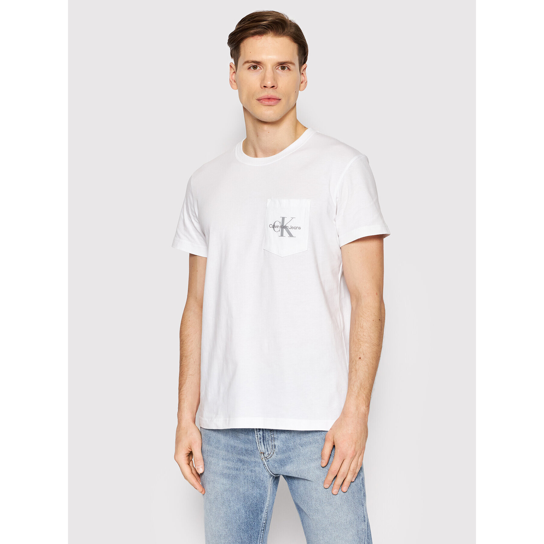 Calvin Klein Jeans Тишърт J30J319876 Бял Regular Fit - Pepit.bg